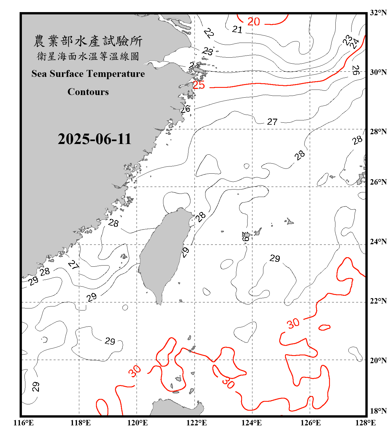 domain-taiwan_20250611090000-JPL-L4_GHRSST-SSTfnd-MUR-GLOB-v02.0-fv04.1.nc_contour_only