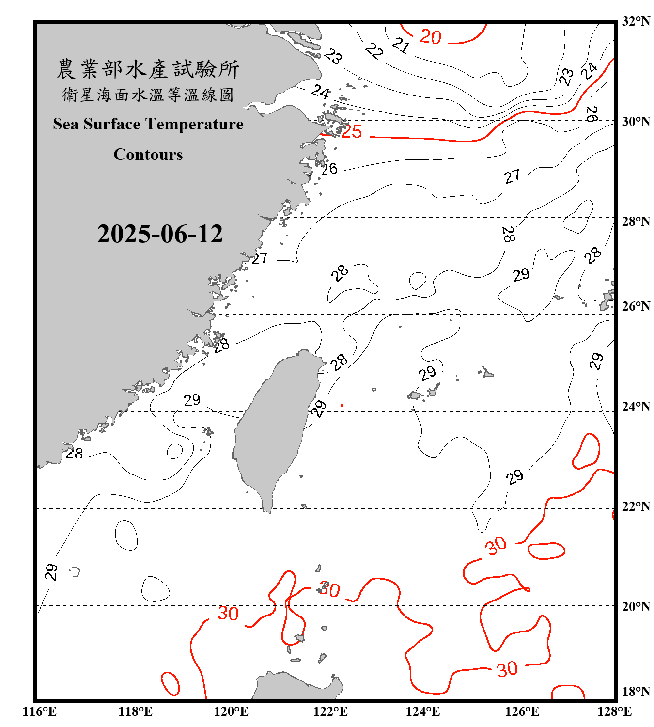 domain-taiwan_20250612090000-JPL-L4_GHRSST-SSTfnd-MUR-GLOB-v02.0-fv04.1.nc_contour_only