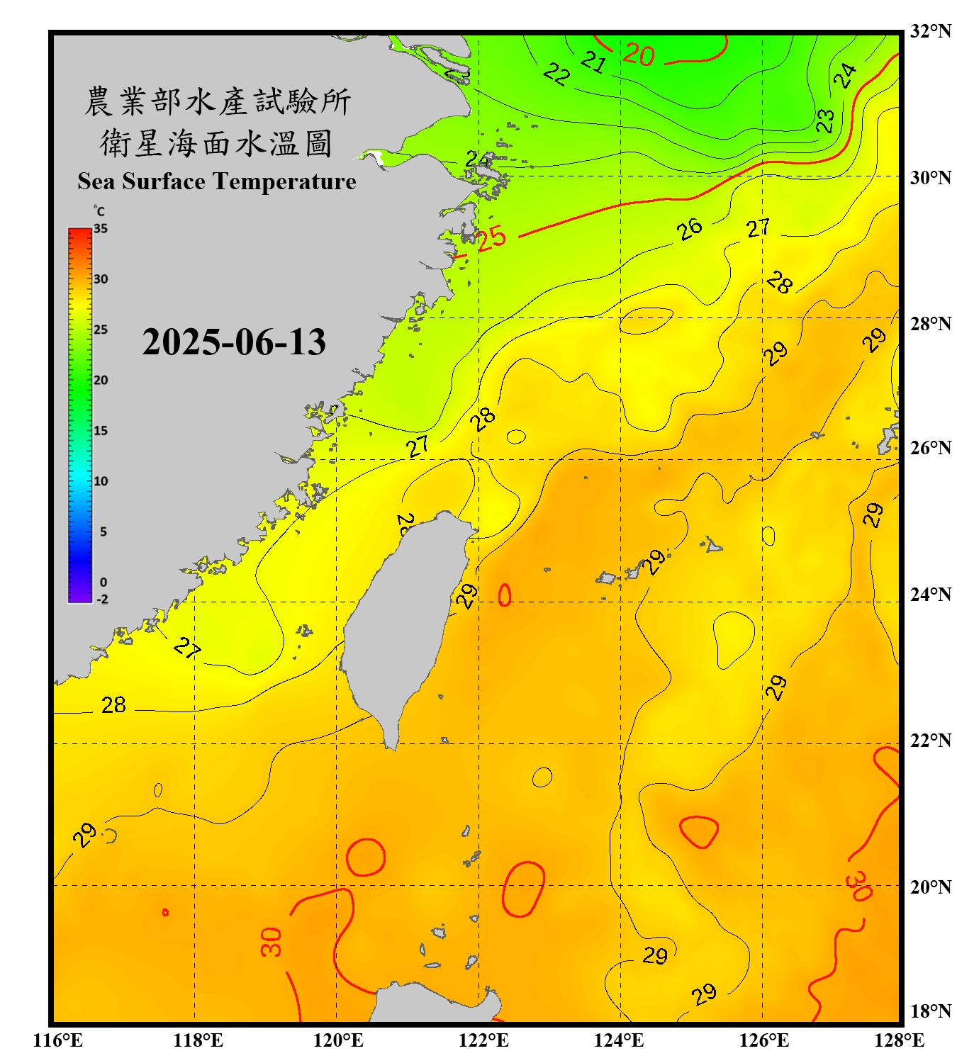 domain-taiwan_20250613090000-JPL-L4_GHRSST-SSTfnd-MUR-GLOB-v02.0-fv04.1.nc_contour