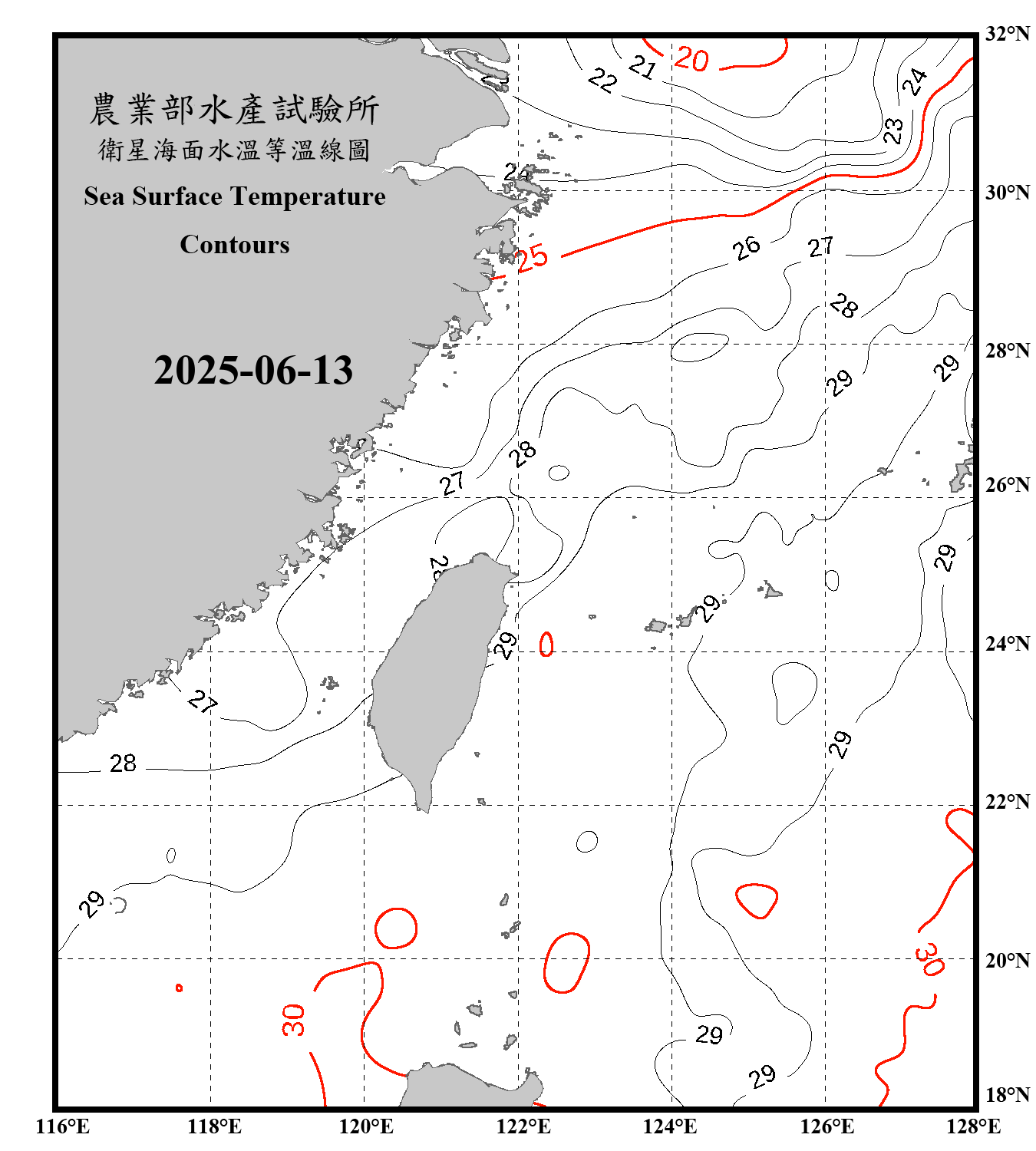 domain-taiwan_20250613090000-JPL-L4_GHRSST-SSTfnd-MUR-GLOB-v02.0-fv04.1.nc_contour_only