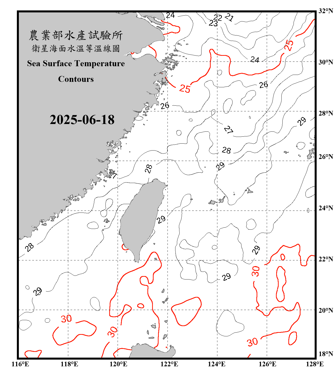 domain-taiwan_20250618090000-JPL-L4_GHRSST-SSTfnd-MUR-GLOB-v02.0-fv04.1.nc_contour_only