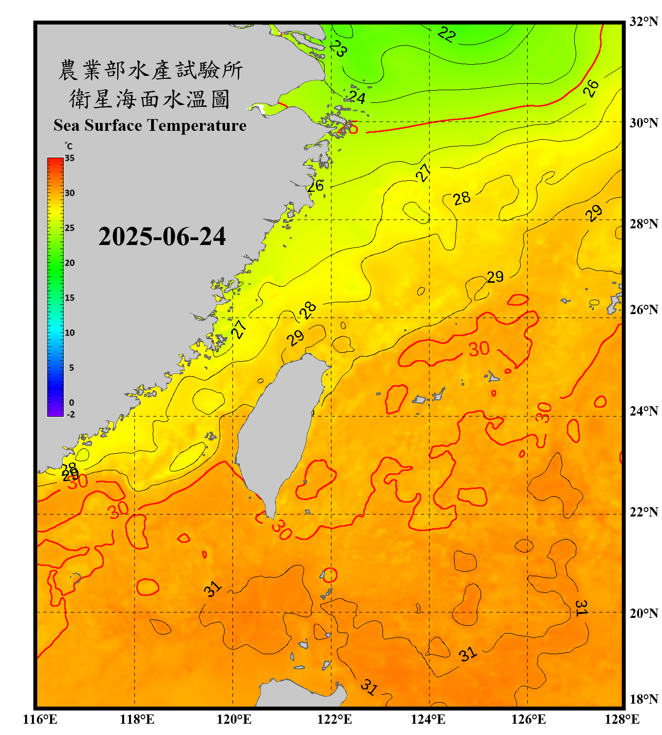 domain-taiwan_20250624090000-JPL-L4_GHRSST-SSTfnd-MUR-GLOB-v02.0-fv04.1.nc_contour