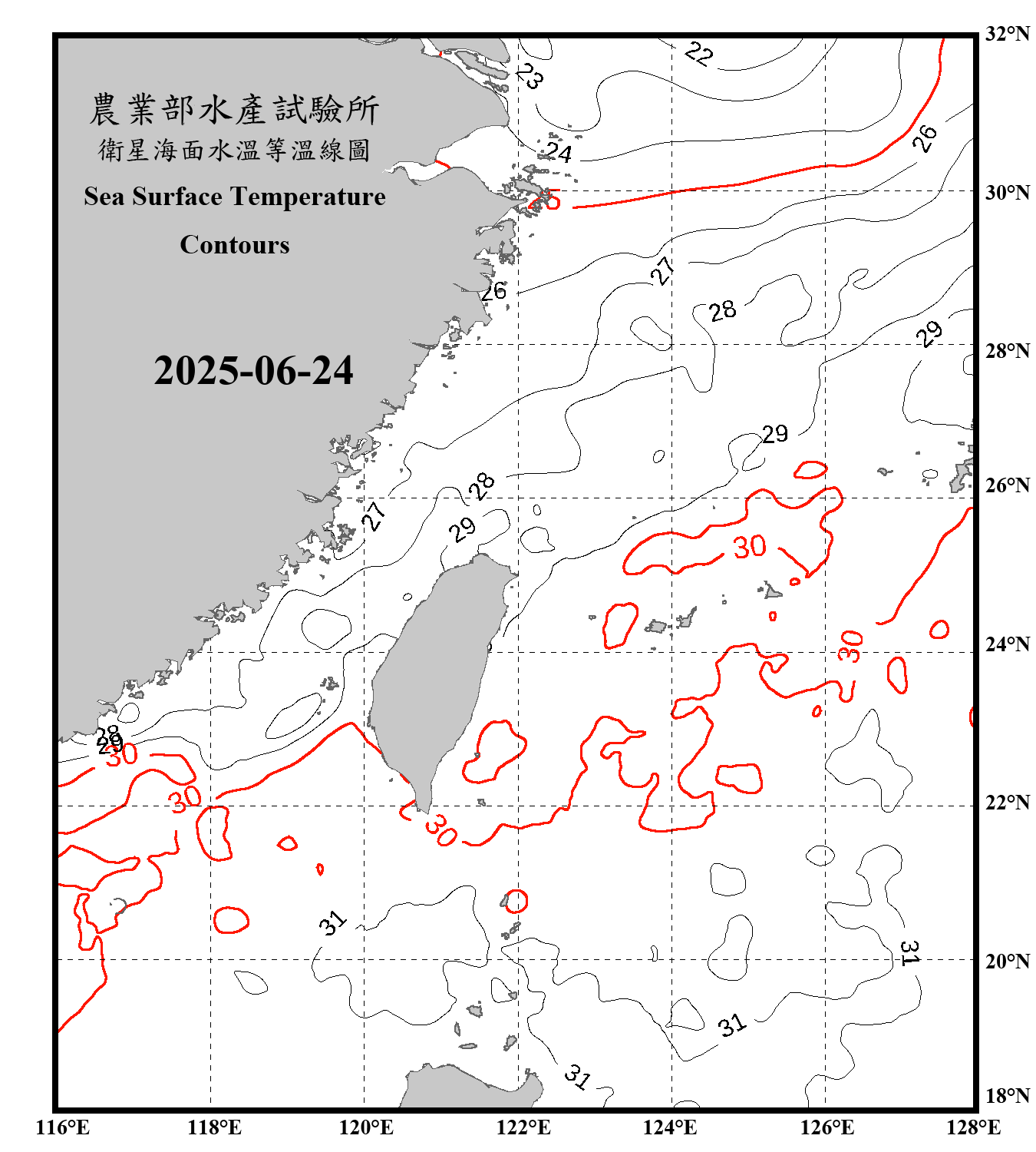 domain-taiwan_20250624090000-JPL-L4_GHRSST-SSTfnd-MUR-GLOB-v02.0-fv04.1.nc_contour_only
