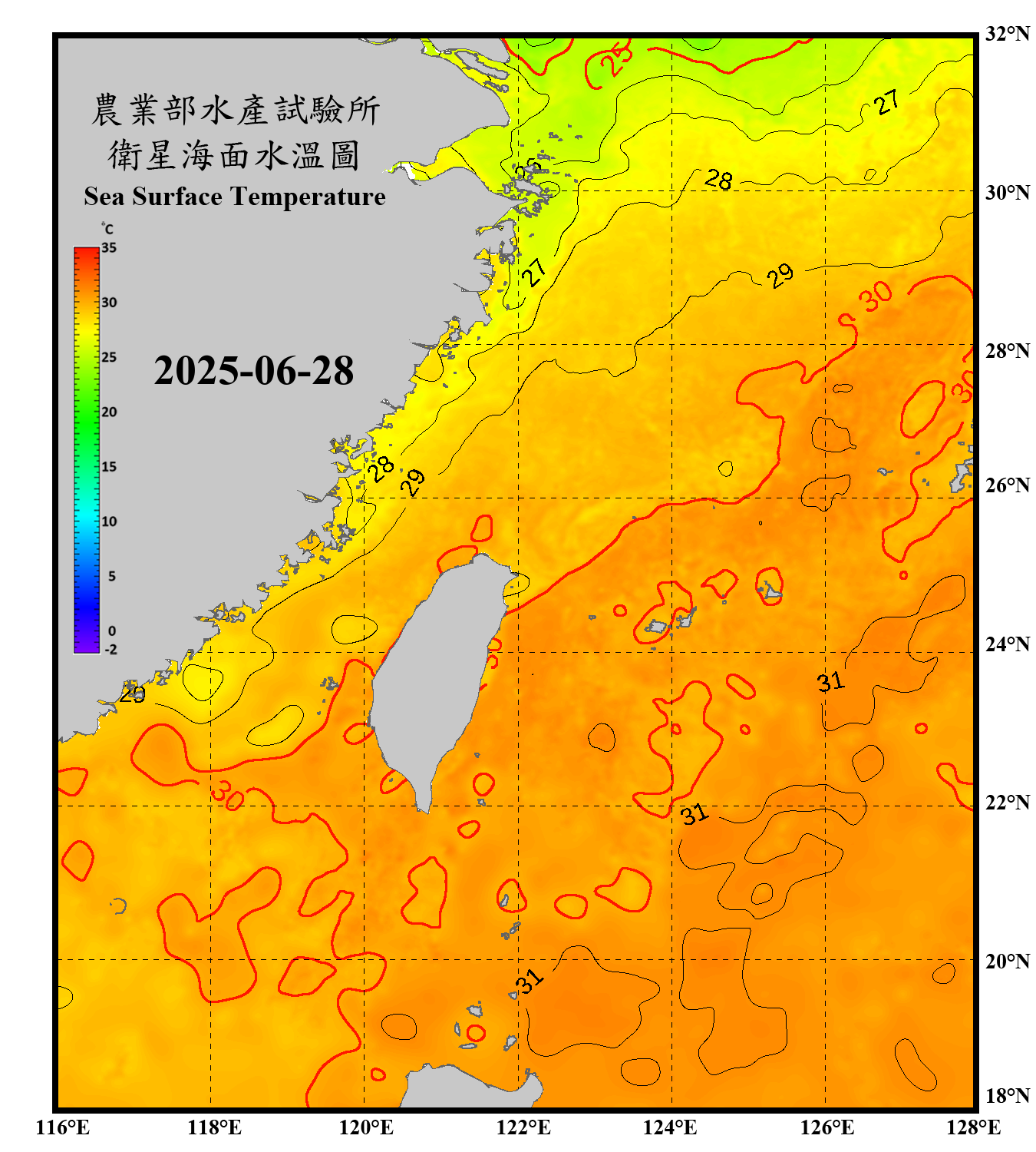 domain-taiwan_20250628090000-JPL-L4_GHRSST-SSTfnd-MUR-GLOB-v02.0-fv04.1.nc_contour