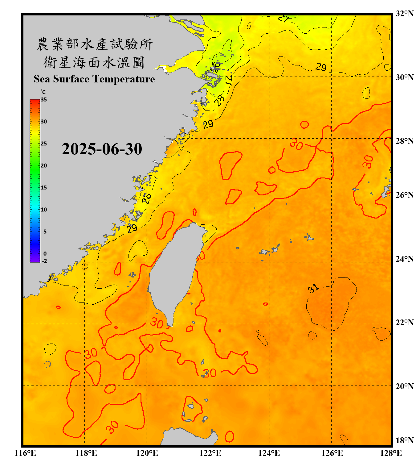 domain-taiwan_20250630090000-JPL-L4_GHRSST-SSTfnd-MUR-GLOB-v02.0-fv04.1.nc_contour
