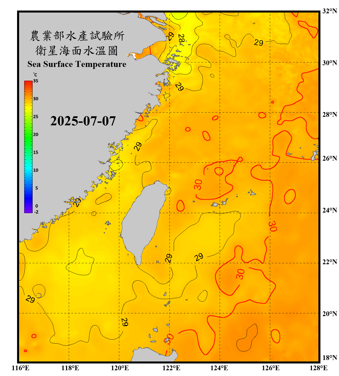 domain-taiwan_20250707090000-JPL-L4_GHRSST-SSTfnd-MUR-GLOB-v02.0-fv04.1.nc_contour