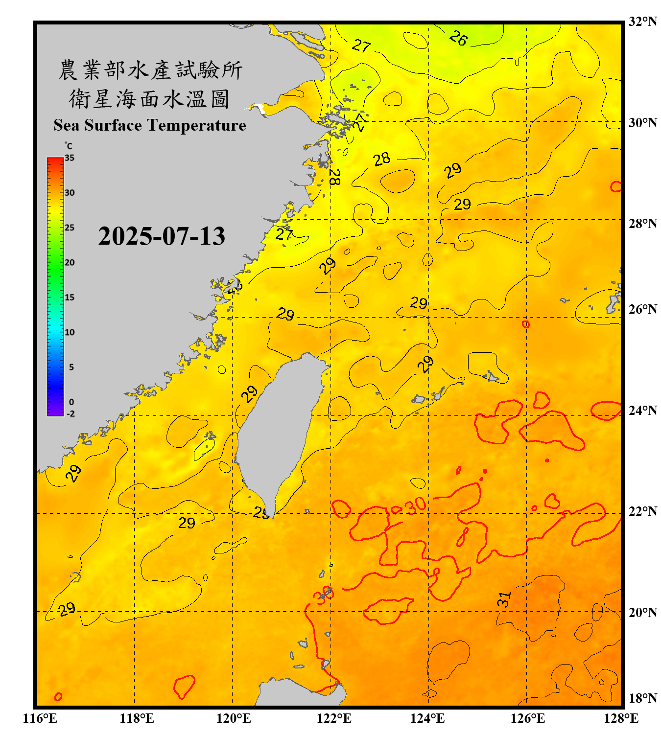 domain-taiwan_20250713090000-JPL-L4_GHRSST-SSTfnd-MUR-GLOB-v02.0-fv04.1.nc_contour