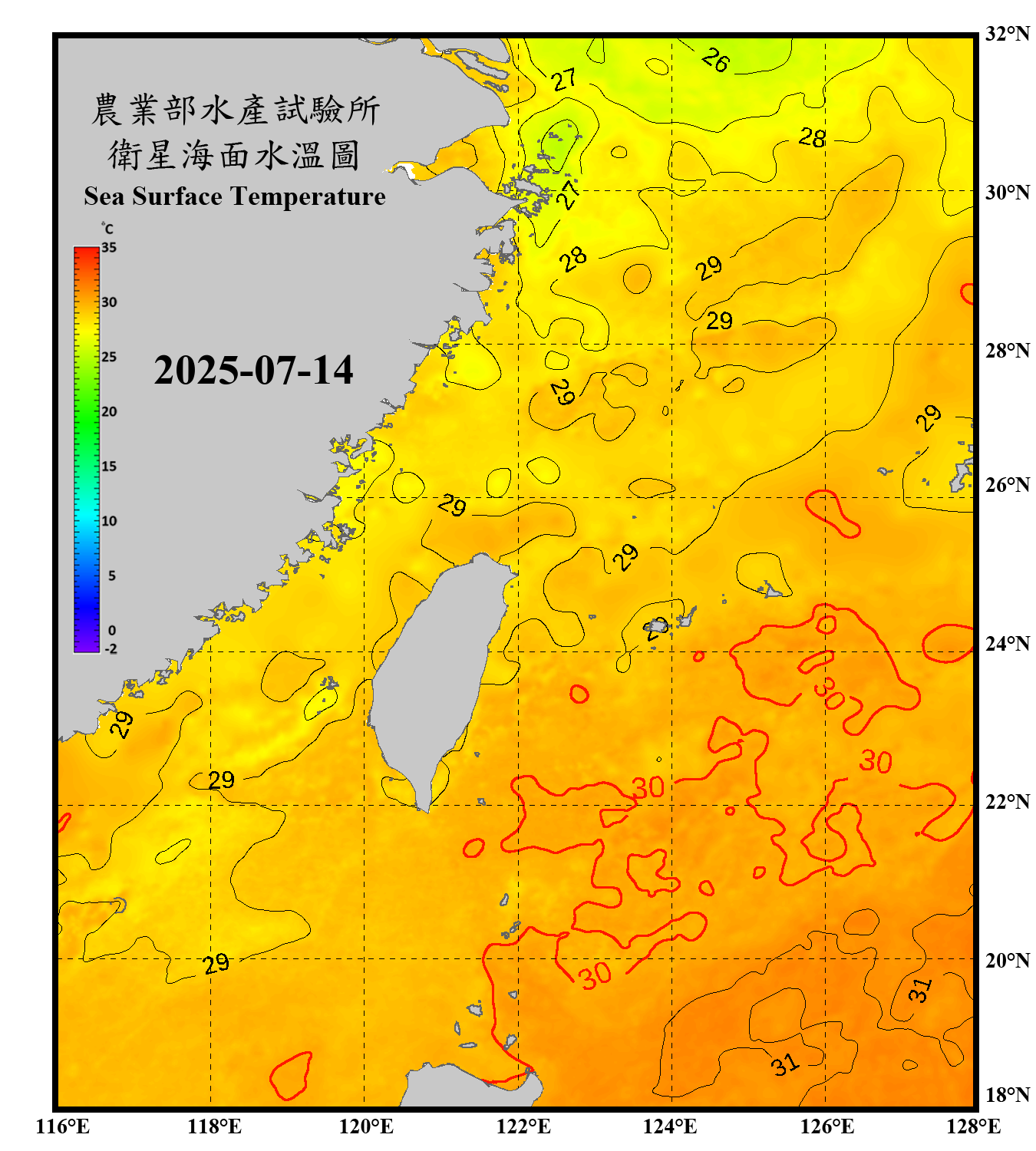 domain-taiwan_20250714090000-JPL-L4_GHRSST-SSTfnd-MUR-GLOB-v02.0-fv04.1.nc_contour