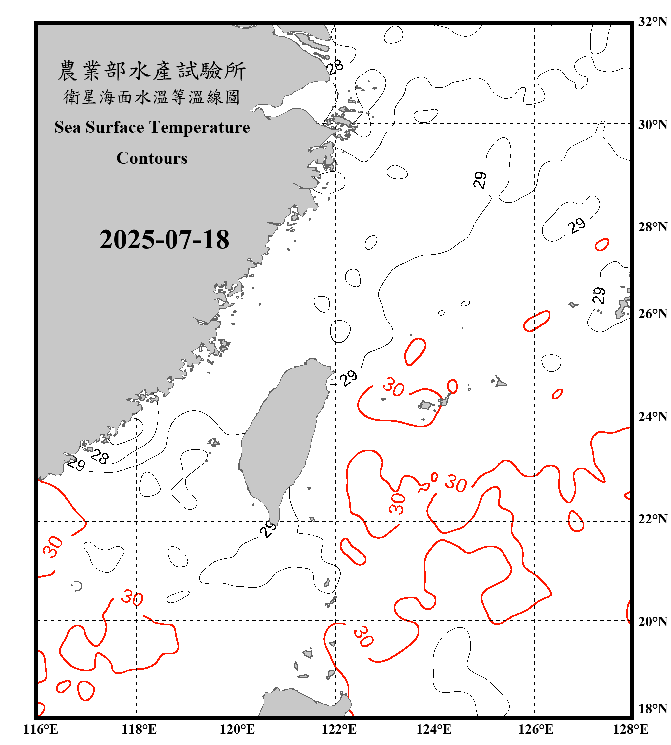 domain-taiwan_20250718090000-JPL-L4_GHRSST-SSTfnd-MUR-GLOB-v02.0-fv04.1.nc_contour_only