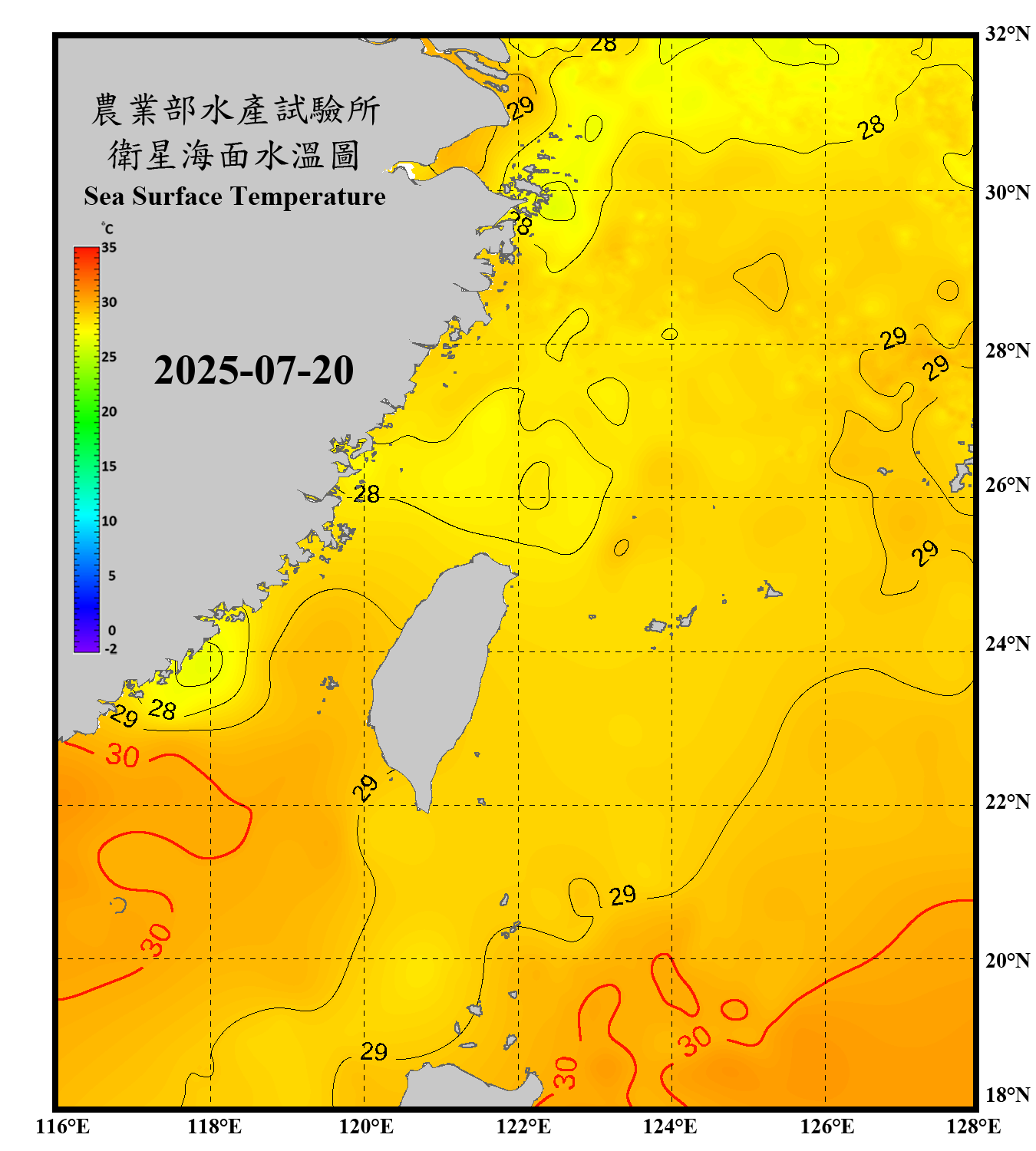 domain-taiwan_20250720090000-JPL-L4_GHRSST-SSTfnd-MUR-GLOB-v02.0-fv04.1.nc_contour