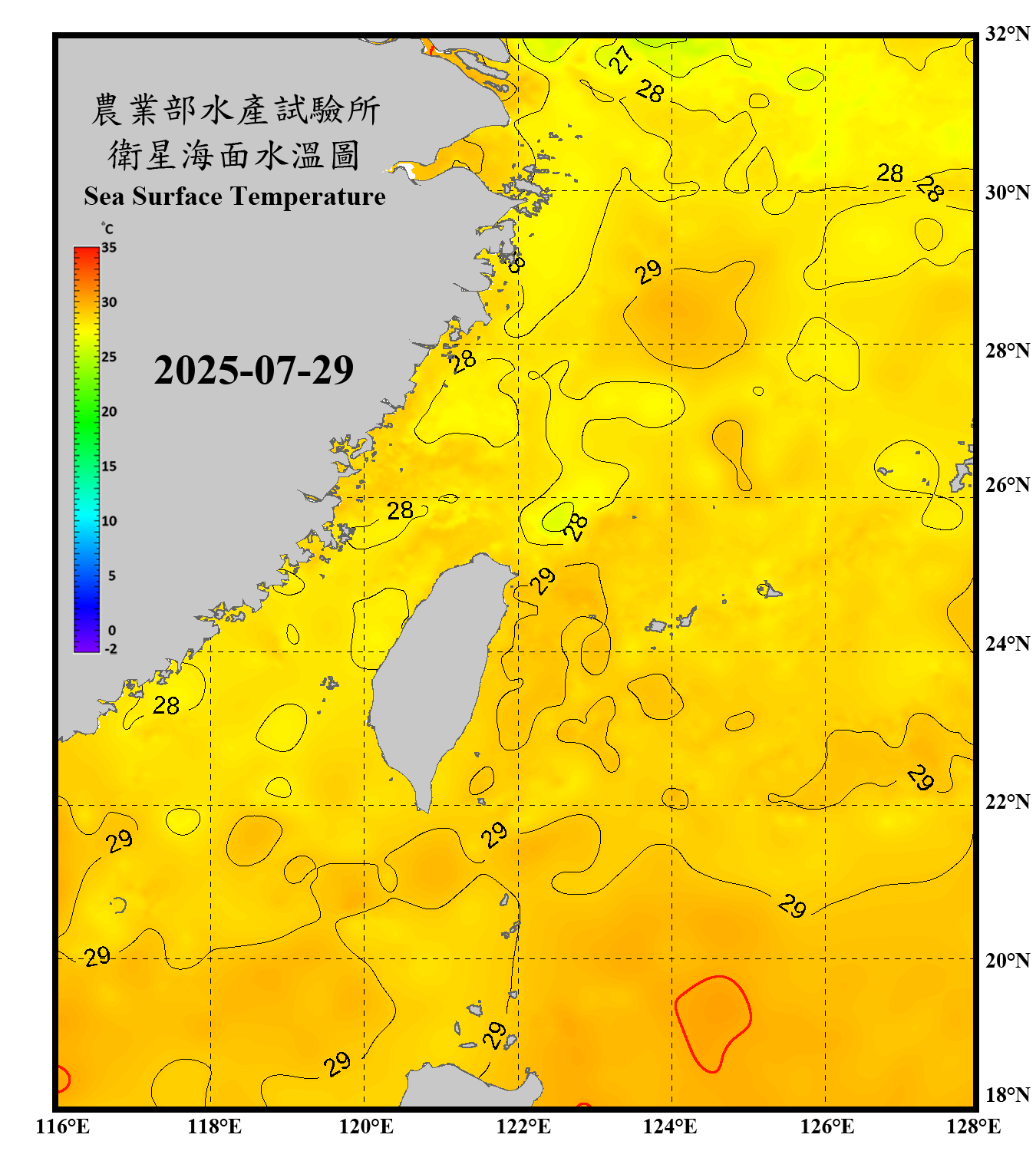 domain-taiwan_20250729090000-JPL-L4_GHRSST-SSTfnd-MUR-GLOB-v02.0-fv04.1.nc_contour