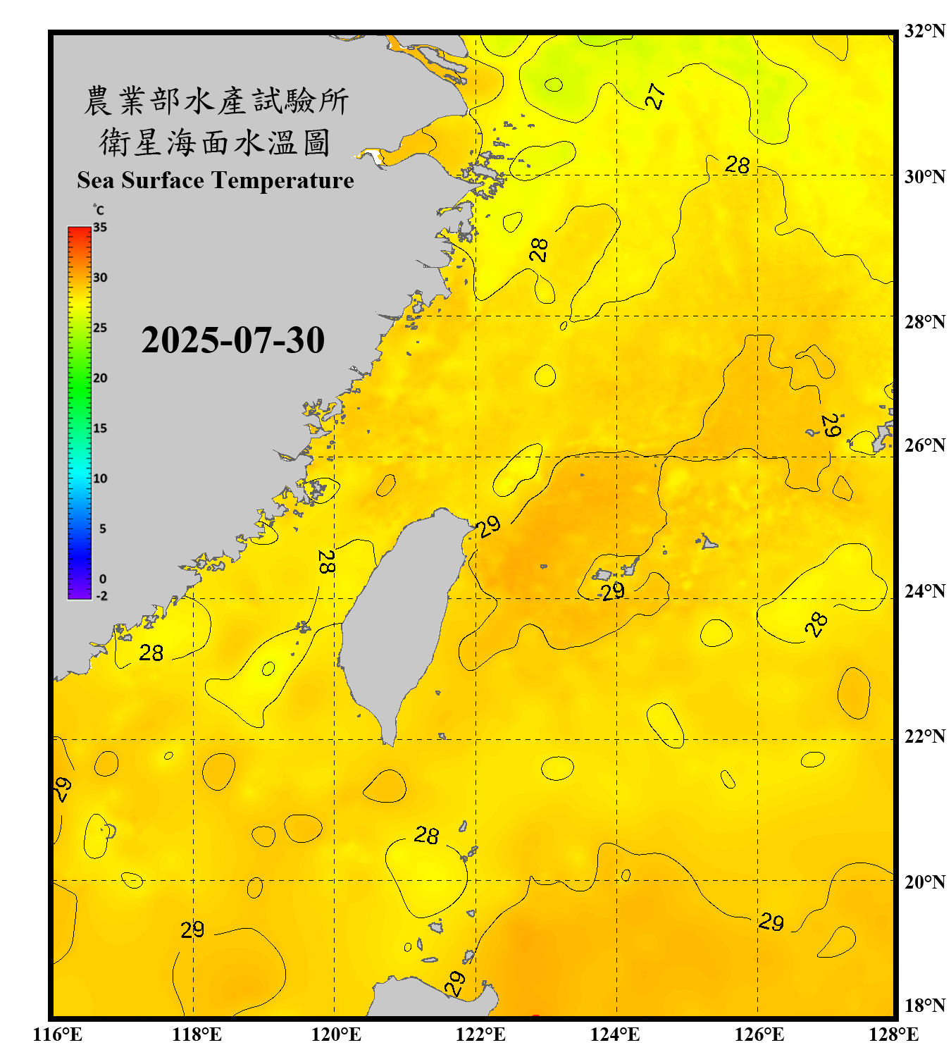 domain-taiwan_20250730090000-JPL-L4_GHRSST-SSTfnd-MUR-GLOB-v02.0-fv04.1.nc_contour