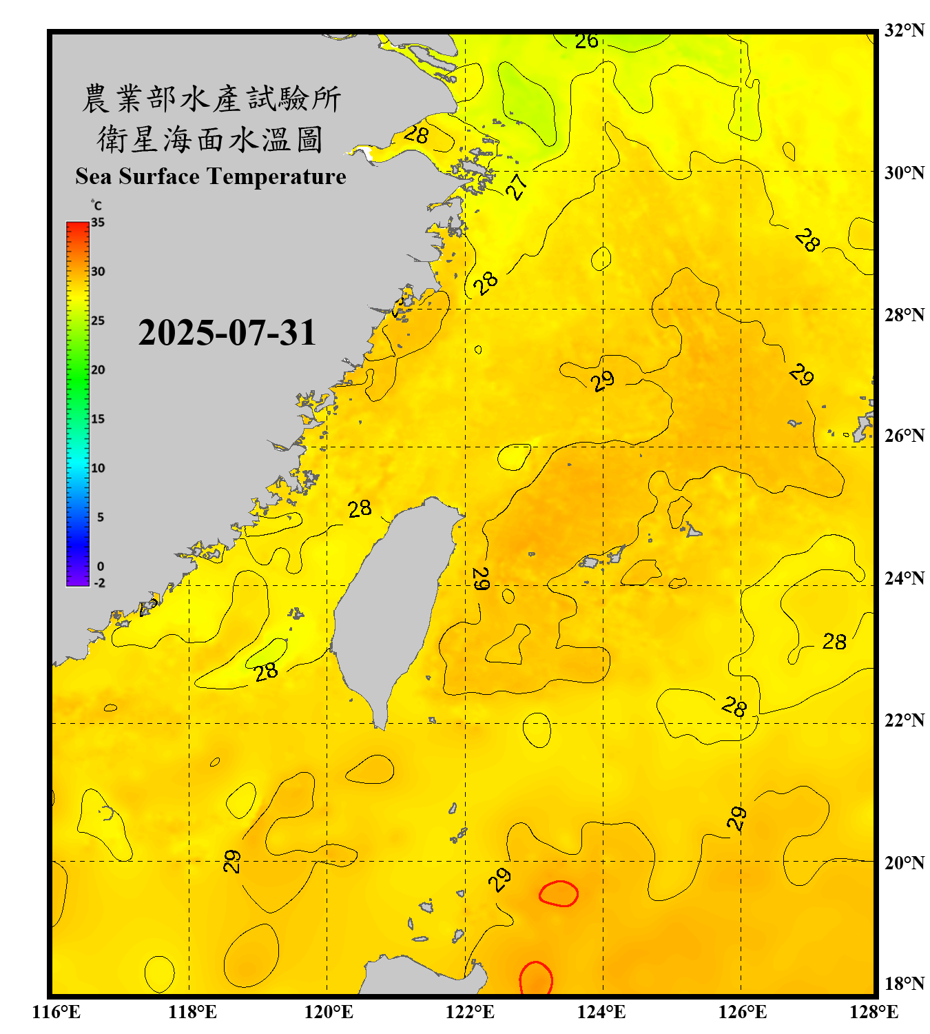 domain-taiwan_20250731090000-JPL-L4_GHRSST-SSTfnd-MUR-GLOB-v02.0-fv04.1.nc_contour