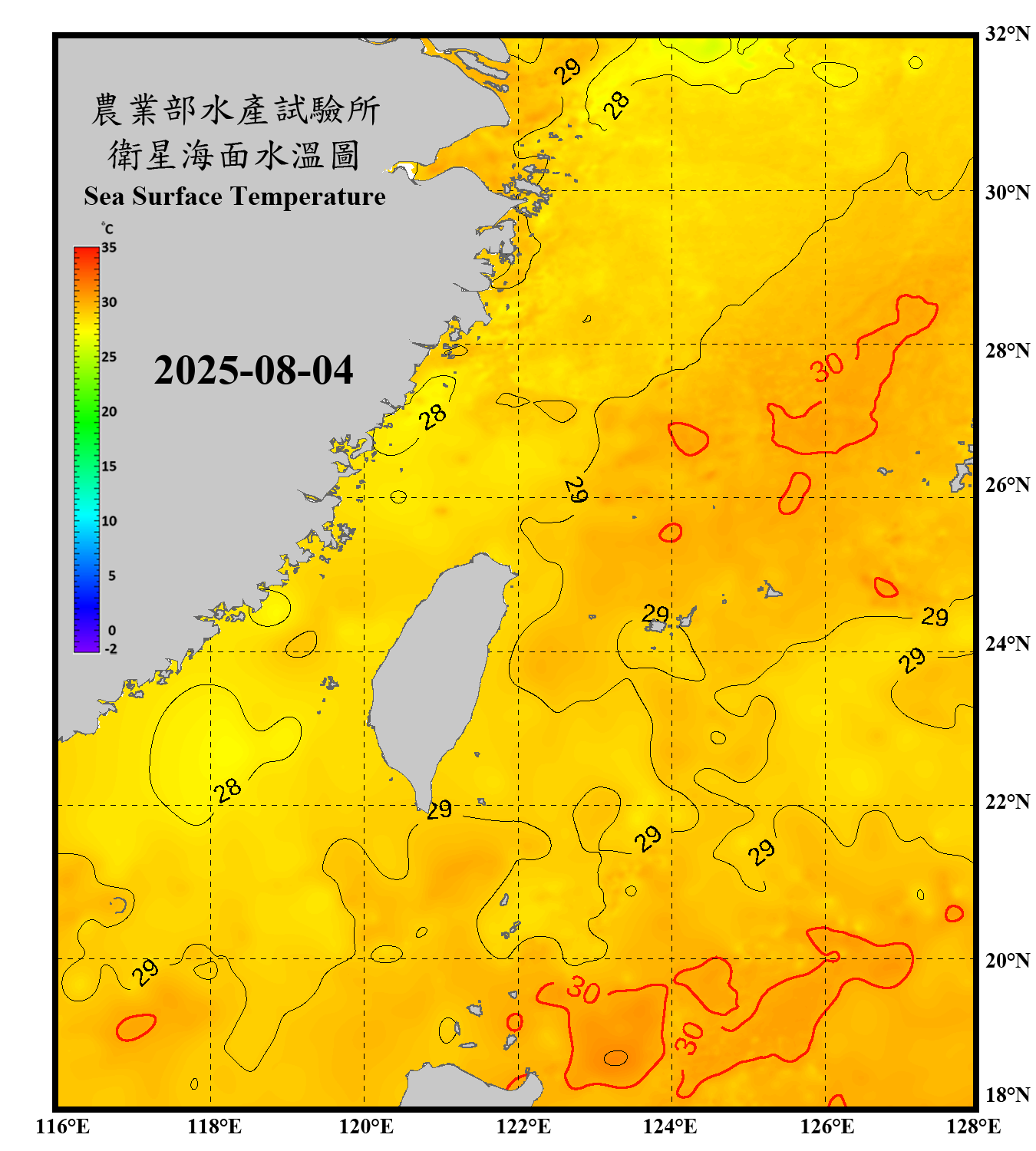 domain-taiwan_20250804090000-JPL-L4_GHRSST-SSTfnd-MUR-GLOB-v02.0-fv04.1.nc_contour