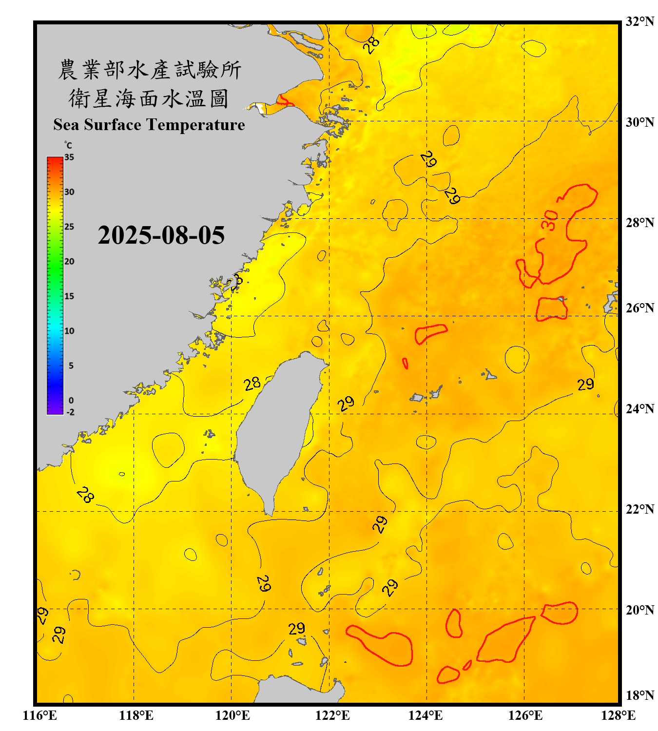domain-taiwan_20250805090000-JPL-L4_GHRSST-SSTfnd-MUR-GLOB-v02.0-fv04.1.nc_contour