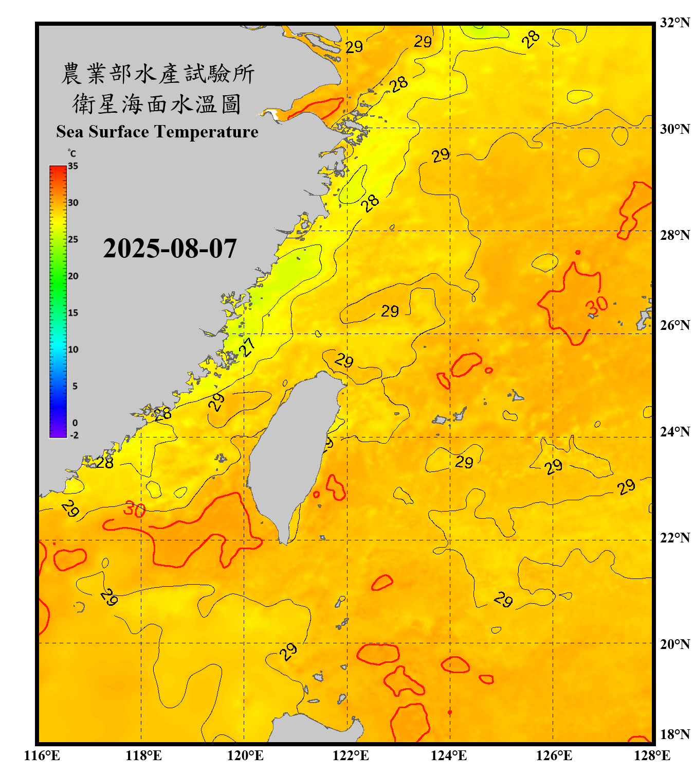 domain-taiwan_20250807090000-JPL-L4_GHRSST-SSTfnd-MUR-GLOB-v02.0-fv04.1.nc_contour