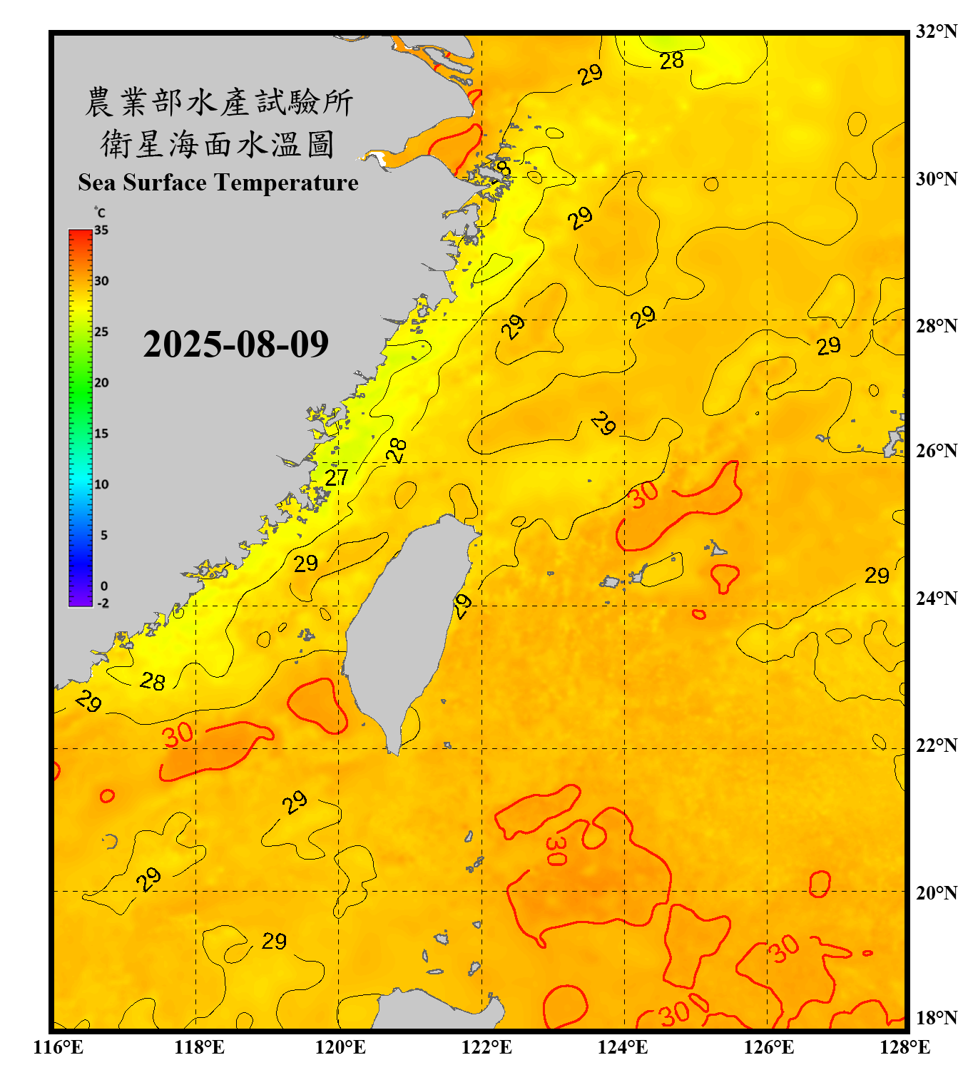 domain-taiwan_20250809090000-JPL-L4_GHRSST-SSTfnd-MUR-GLOB-v02.0-fv04.1.nc_contour