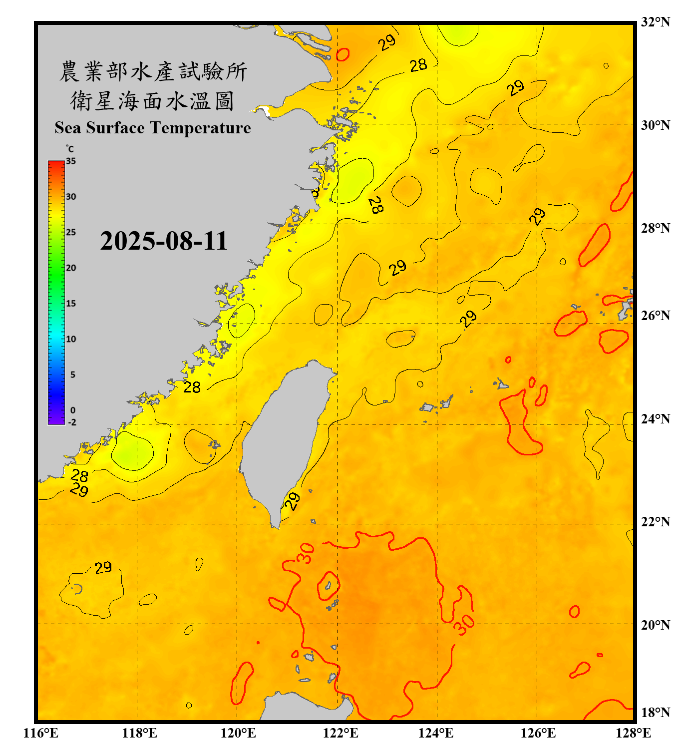 domain-taiwan_20250811090000-JPL-L4_GHRSST-SSTfnd-MUR-GLOB-v02.0-fv04.1.nc_contour