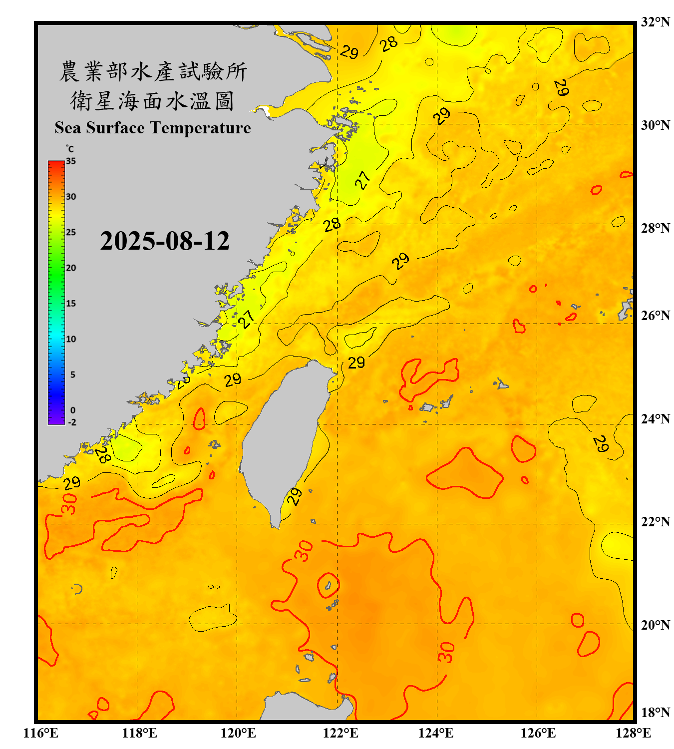 domain-taiwan_20250812090000-JPL-L4_GHRSST-SSTfnd-MUR-GLOB-v02.0-fv04.1.nc_contour