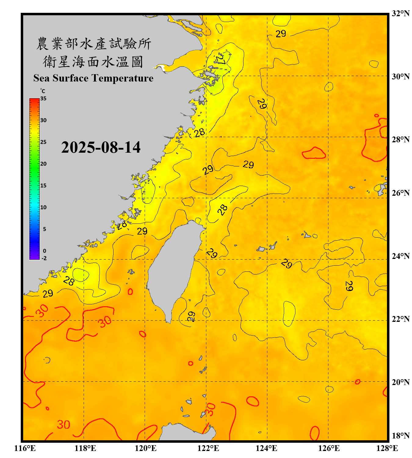 domain-taiwan_20250814090000-JPL-L4_GHRSST-SSTfnd-MUR-GLOB-v02.0-fv04.1.nc_contour