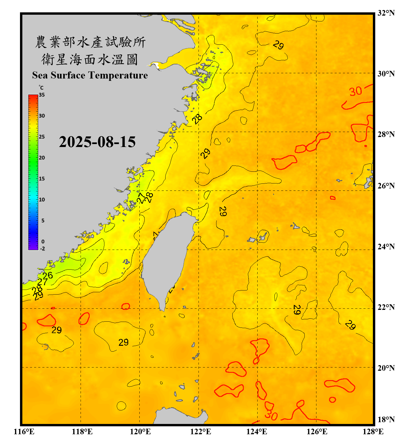 domain-taiwan_20250815090000-JPL-L4_GHRSST-SSTfnd-MUR-GLOB-v02.0-fv04.1.nc_contour