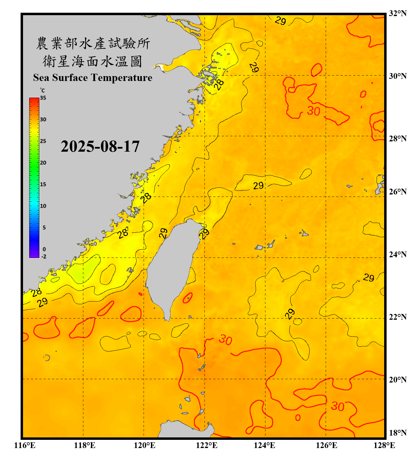 domain-taiwan_20250817090000-JPL-L4_GHRSST-SSTfnd-MUR-GLOB-v02.0-fv04.1.nc_contour