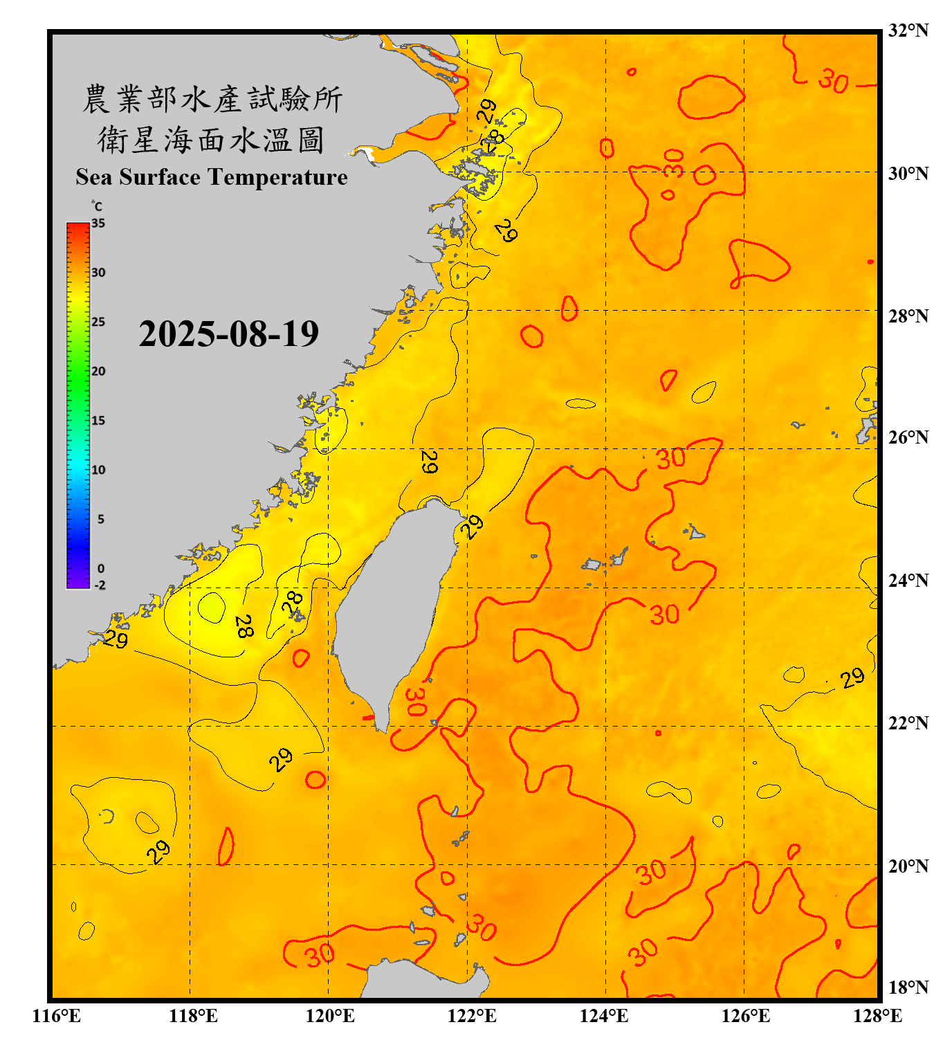 domain-taiwan_20250819090000-JPL-L4_GHRSST-SSTfnd-MUR-GLOB-v02.0-fv04.1.nc_contour