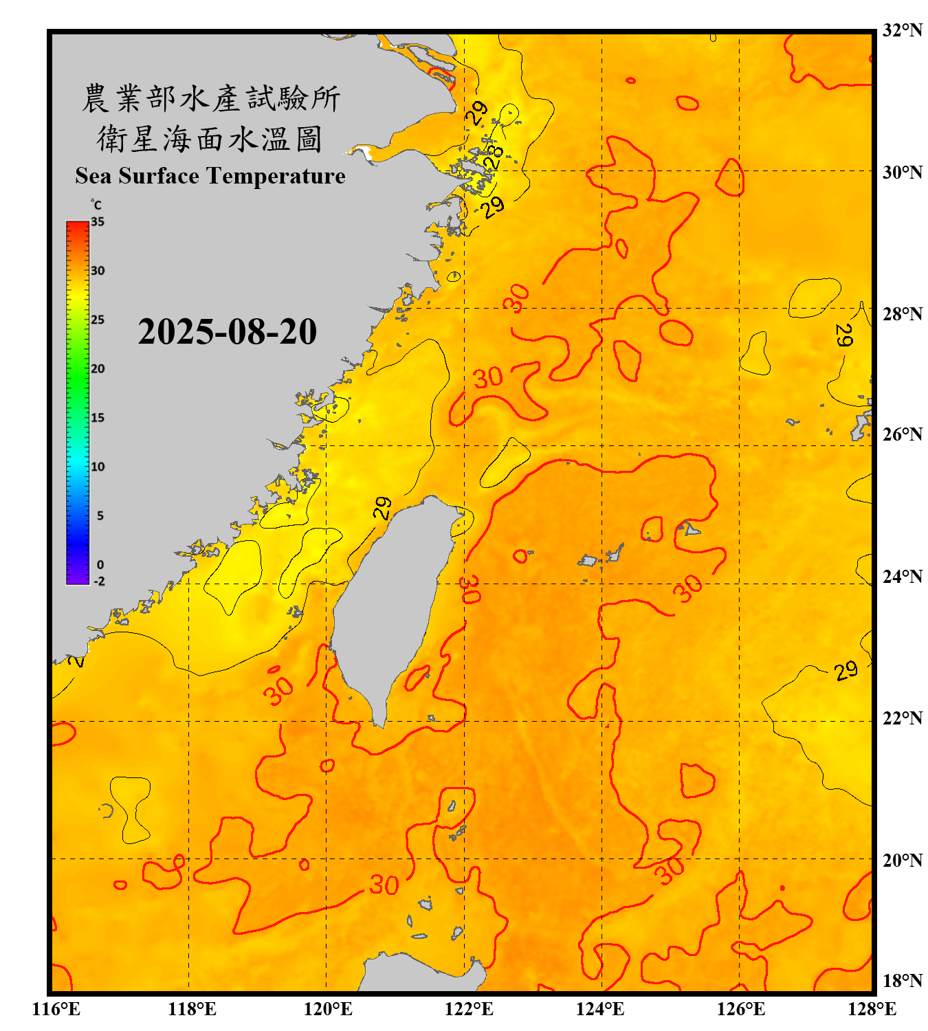 domain-taiwan_20250820090000-JPL-L4_GHRSST-SSTfnd-MUR-GLOB-v02.0-fv04.1.nc_contour