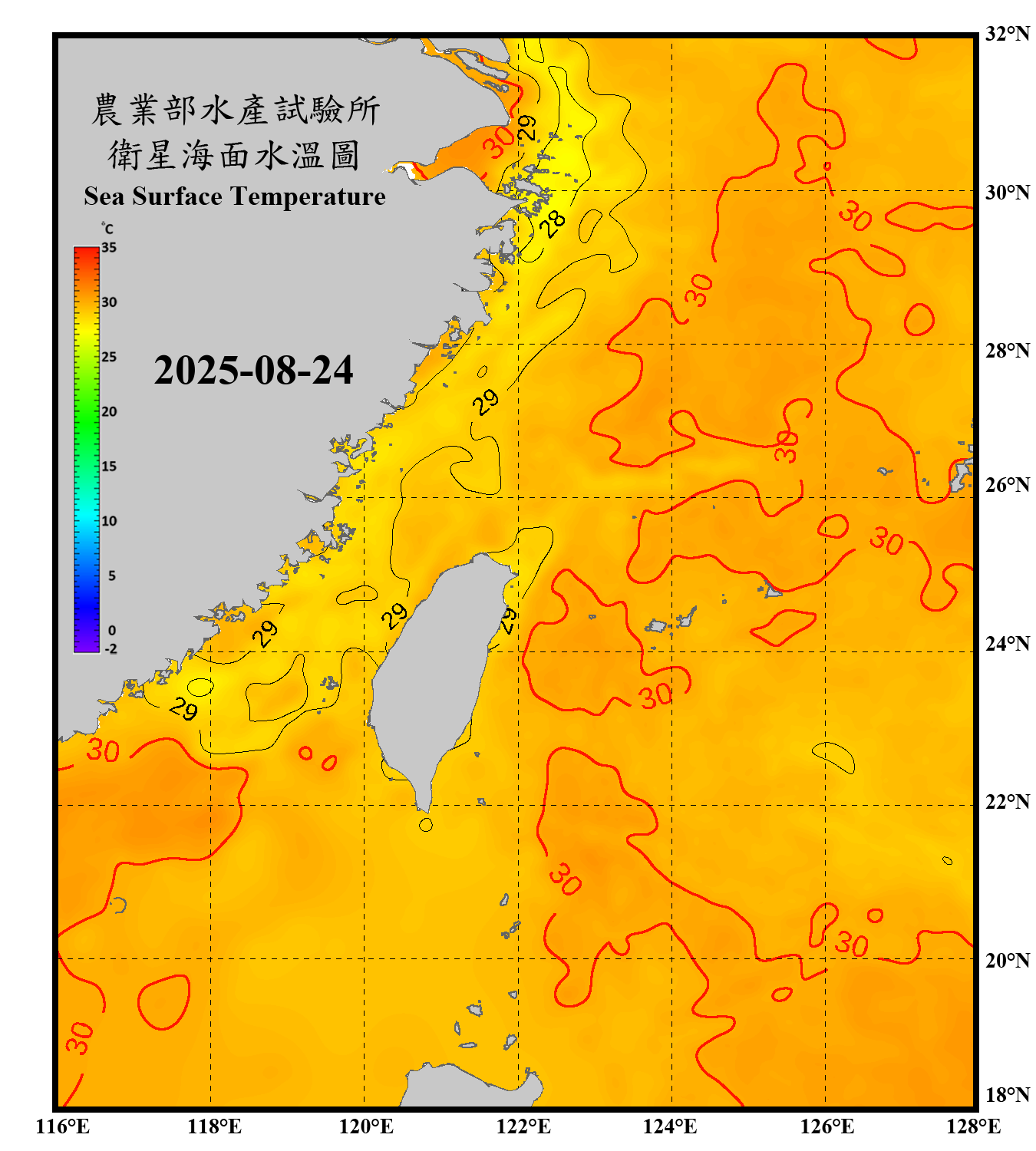 domain-taiwan_20250824090000-JPL-L4_GHRSST-SSTfnd-MUR-GLOB-v02.0-fv04.1.nc_contour