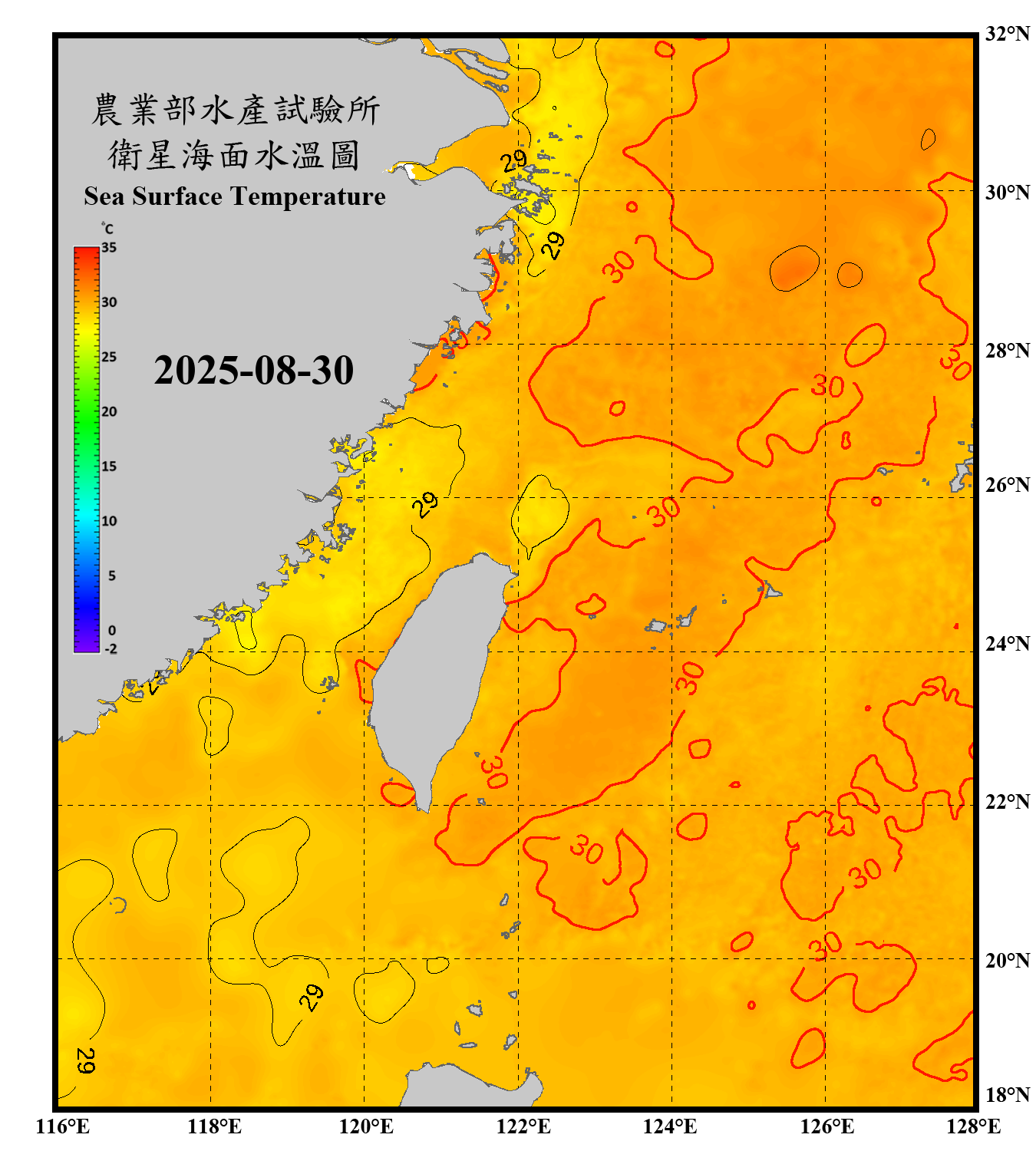 domain-taiwan_20250830090000-JPL-L4_GHRSST-SSTfnd-MUR-GLOB-v02.0-fv04.1.nc_contour