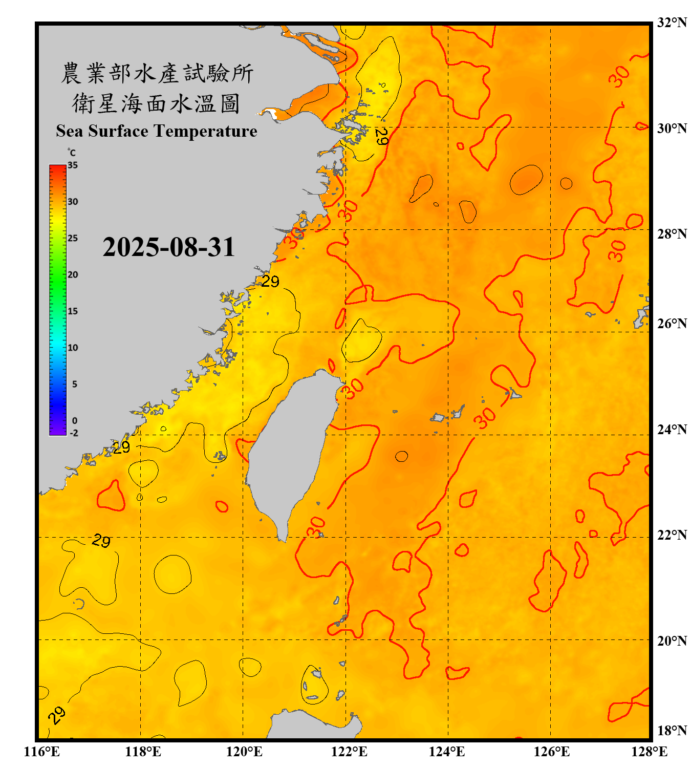 domain-taiwan_20250831090000-JPL-L4_GHRSST-SSTfnd-MUR-GLOB-v02.0-fv04.1.nc_contour