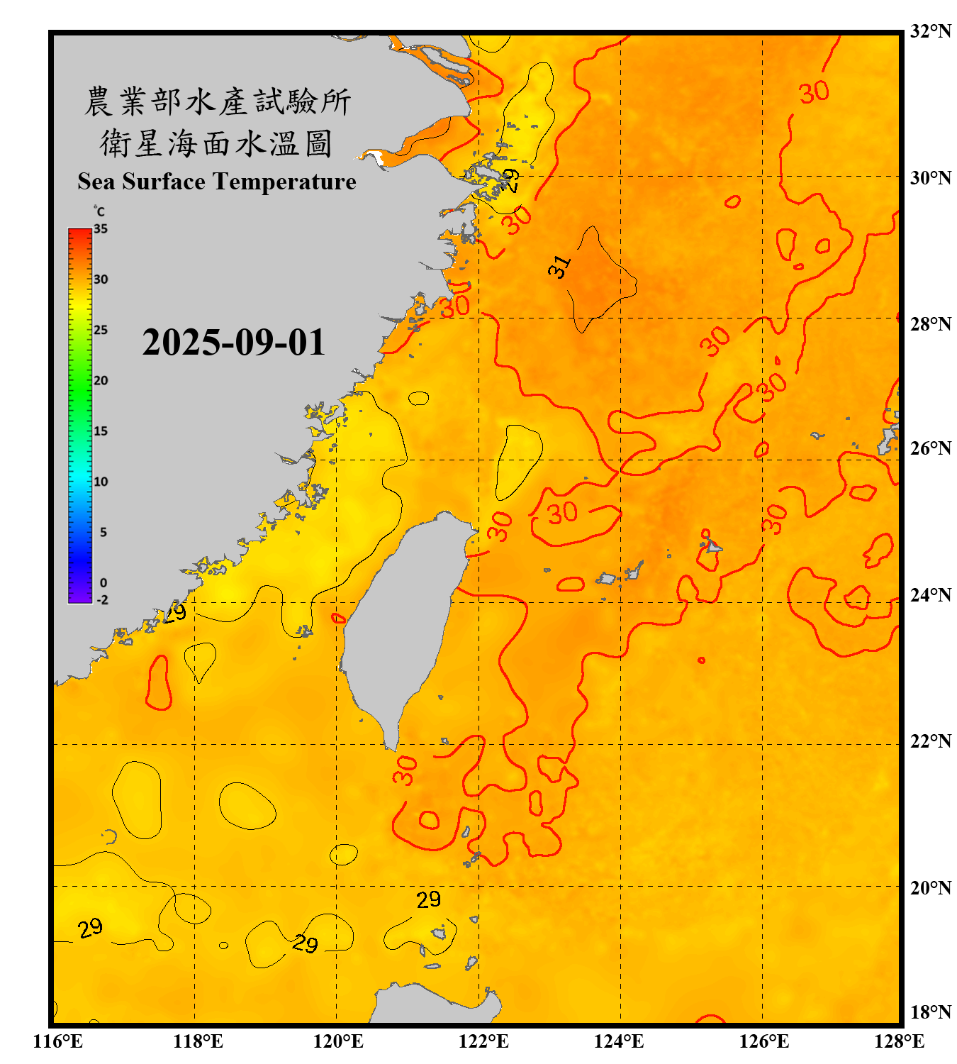 domain-taiwan_20250901090000-JPL-L4_GHRSST-SSTfnd-MUR-GLOB-v02.0-fv04.1.nc_contour