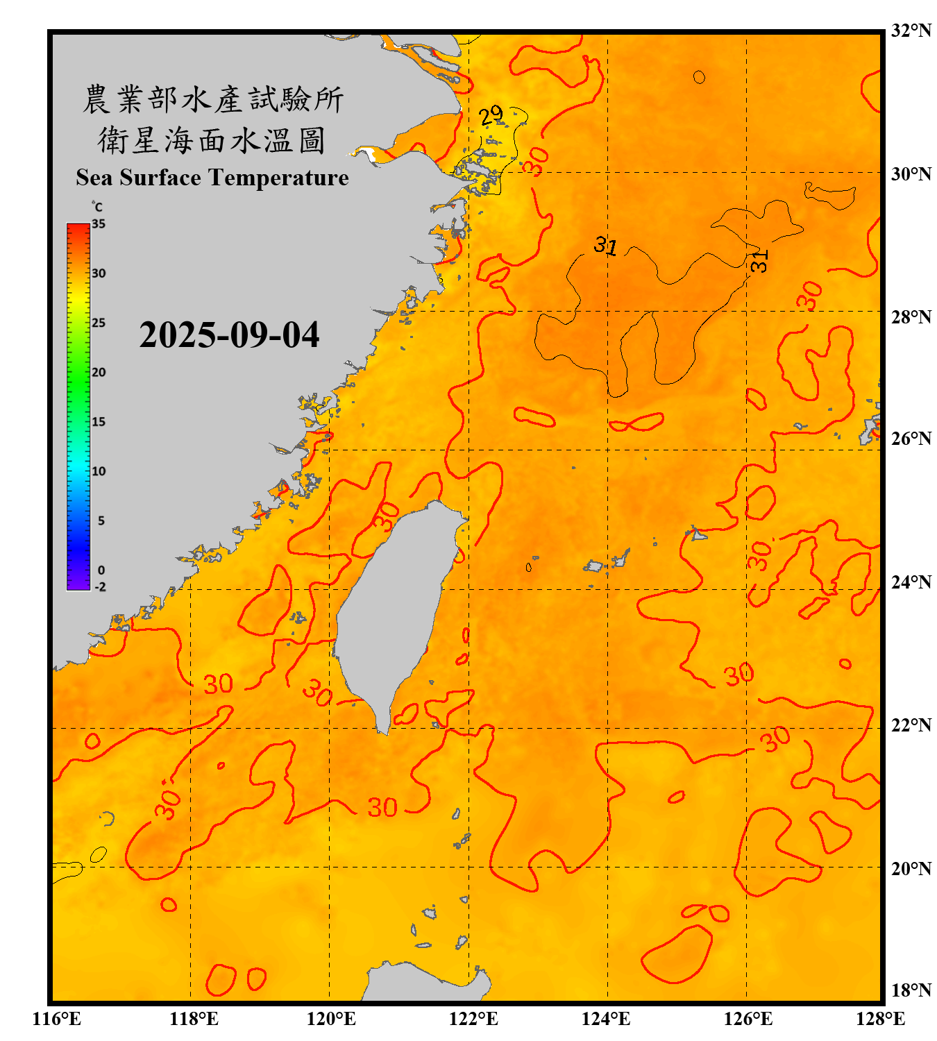 domain-taiwan_20250904090000-JPL-L4_GHRSST-SSTfnd-MUR-GLOB-v02.0-fv04.1.nc_contour