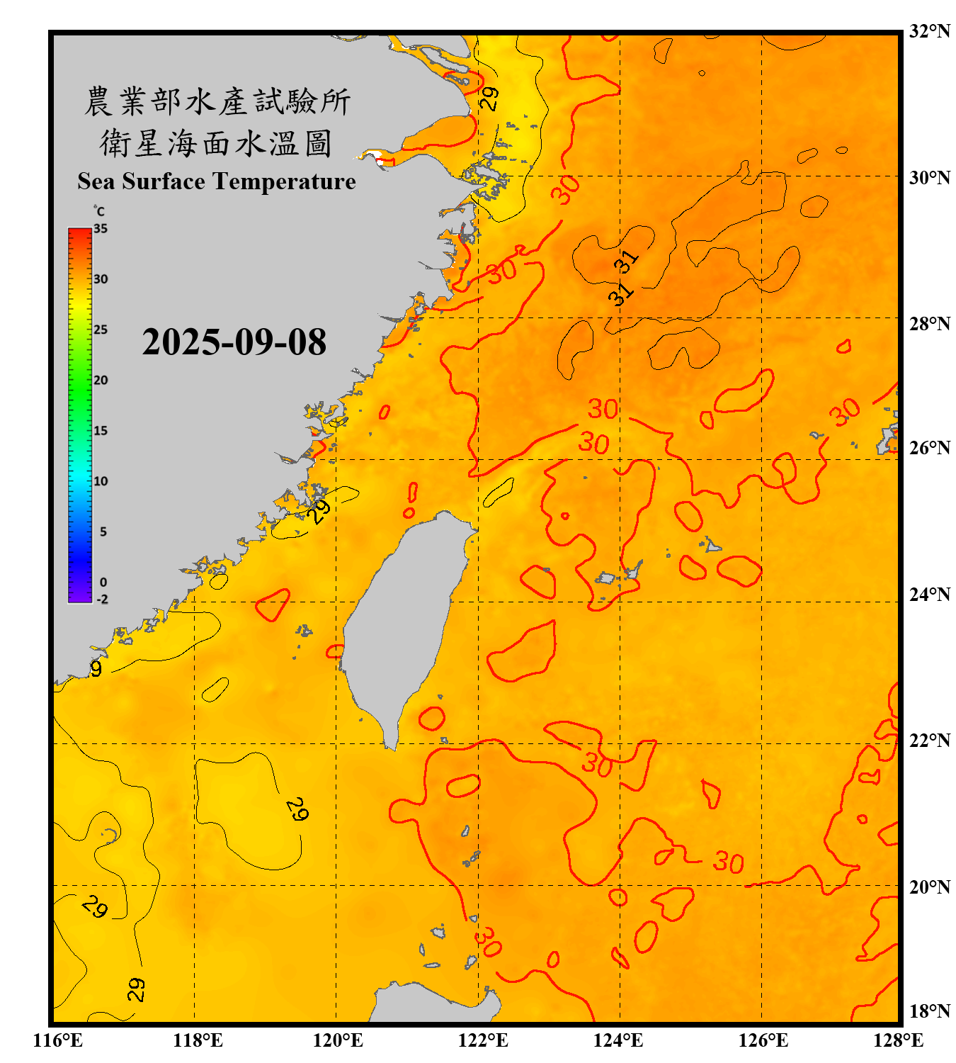 domain-taiwan_20250908090000-JPL-L4_GHRSST-SSTfnd-MUR-GLOB-v02.0-fv04.1.nc_contour