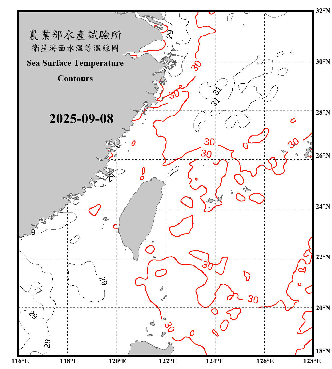 domain-taiwan_20250908090000-JPL-L4_GHRSST-SSTfnd-MUR-GLOB-v02.0-fv04.1.nc_contour_only