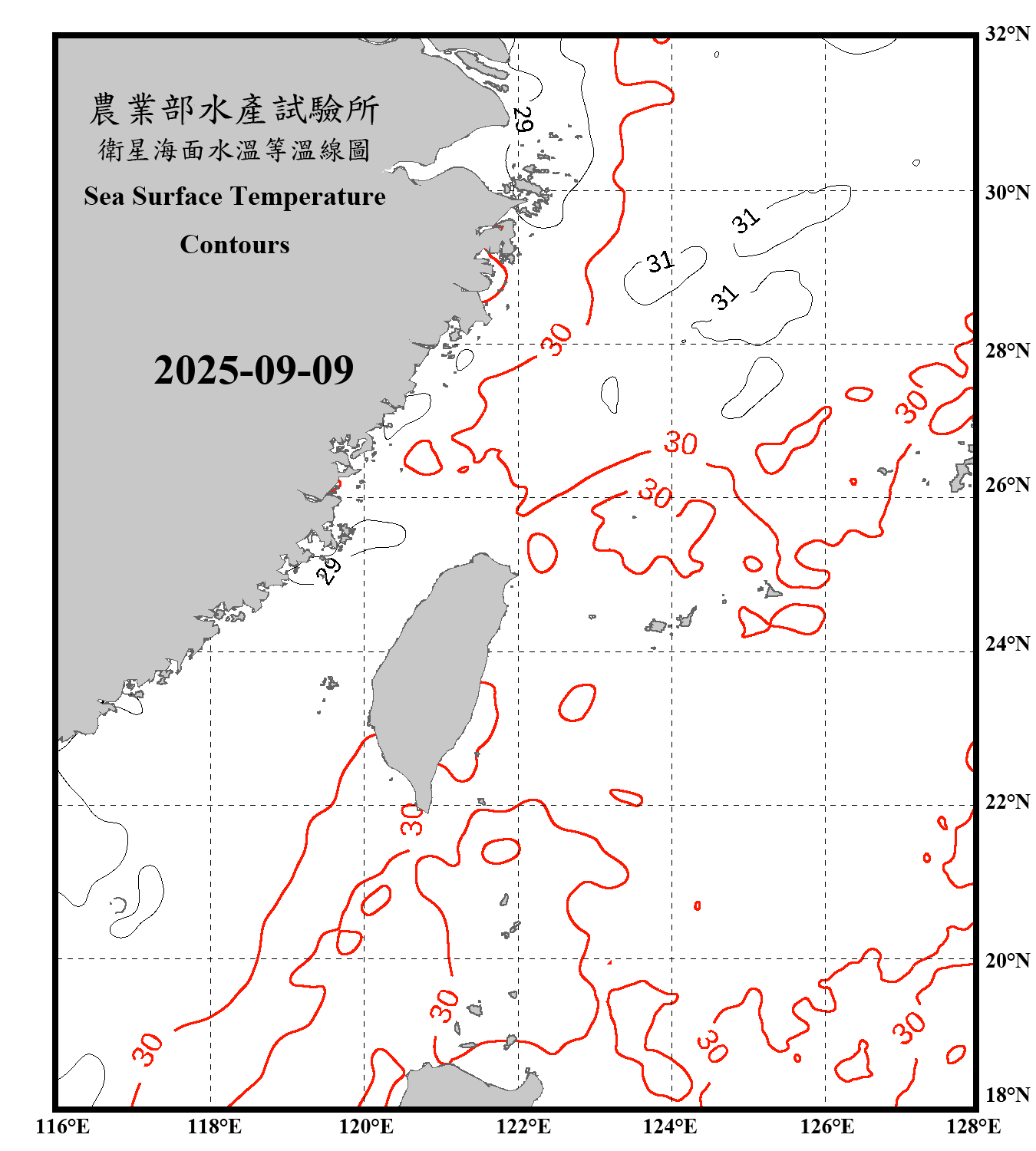 domain-taiwan_20250909090000-JPL-L4_GHRSST-SSTfnd-MUR-GLOB-v02.0-fv04.1.nc_contour_only