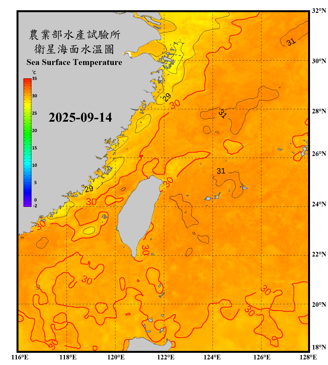 domain-taiwan_20250914090000-JPL-L4_GHRSST-SSTfnd-MUR-GLOB-v02.0-fv04.1.nc_contour