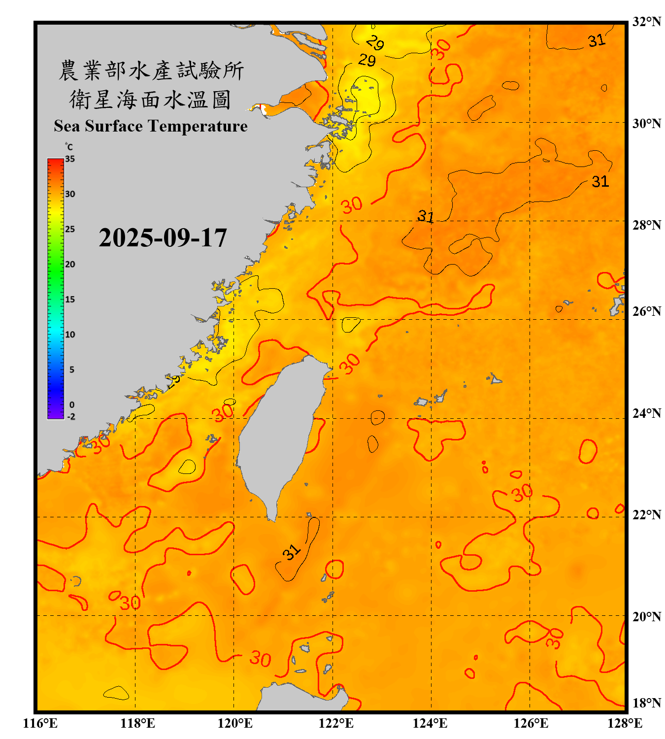 domain-taiwan_20250917090000-JPL-L4_GHRSST-SSTfnd-MUR-GLOB-v02.0-fv04.1.nc_contour