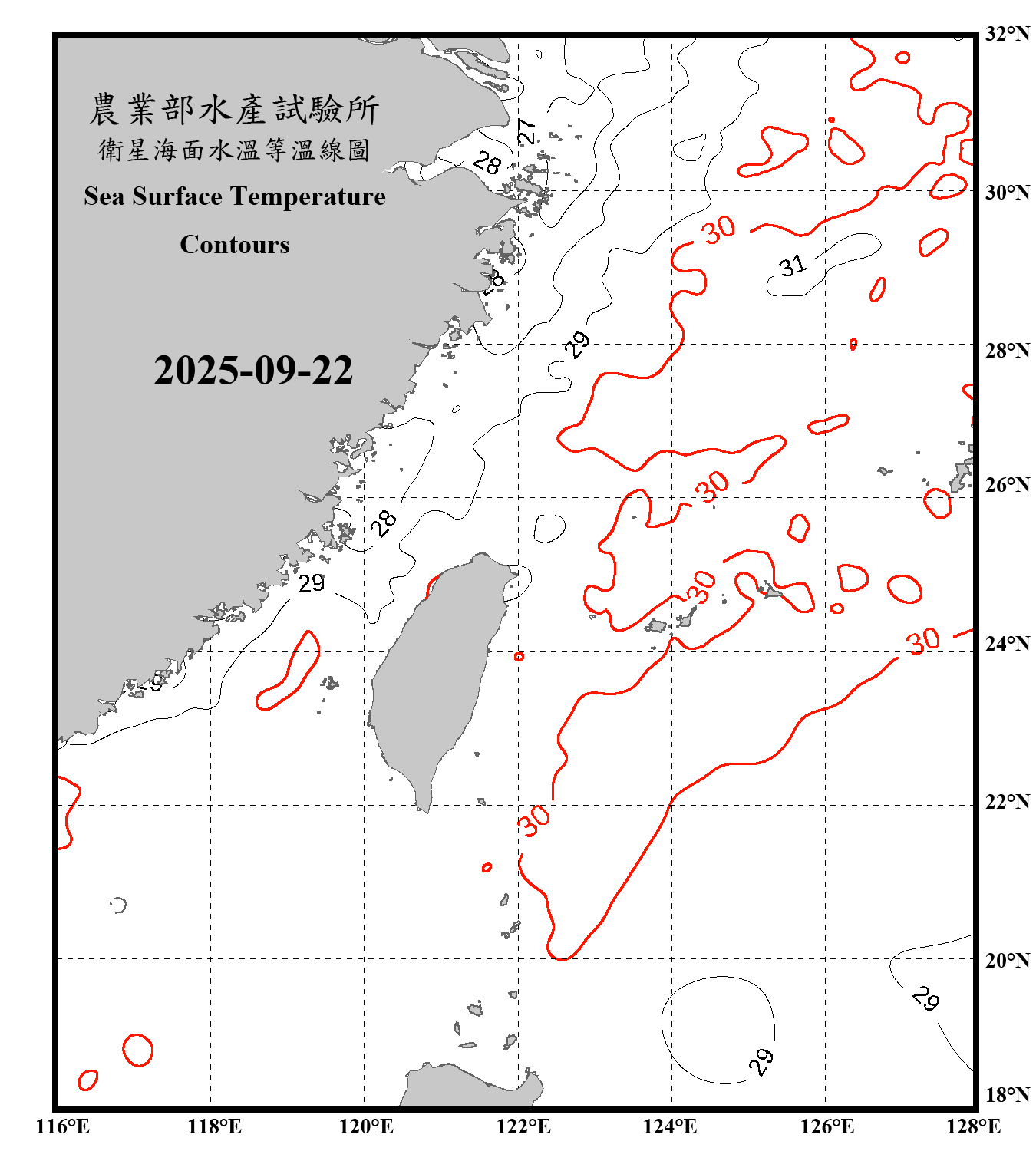 domain-taiwan_20250922090000-JPL-L4_GHRSST-SSTfnd-MUR-GLOB-v02.0-fv04.1.nc_contour_only