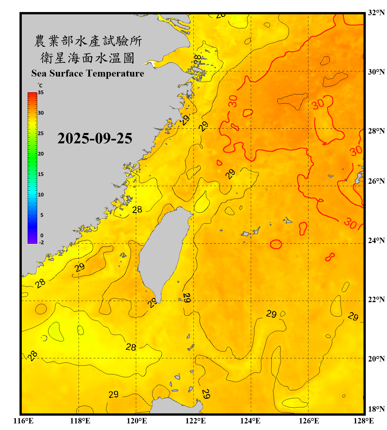 domain-taiwan_20250925090000-JPL-L4_GHRSST-SSTfnd-MUR-GLOB-v02.0-fv04.1.nc_contour