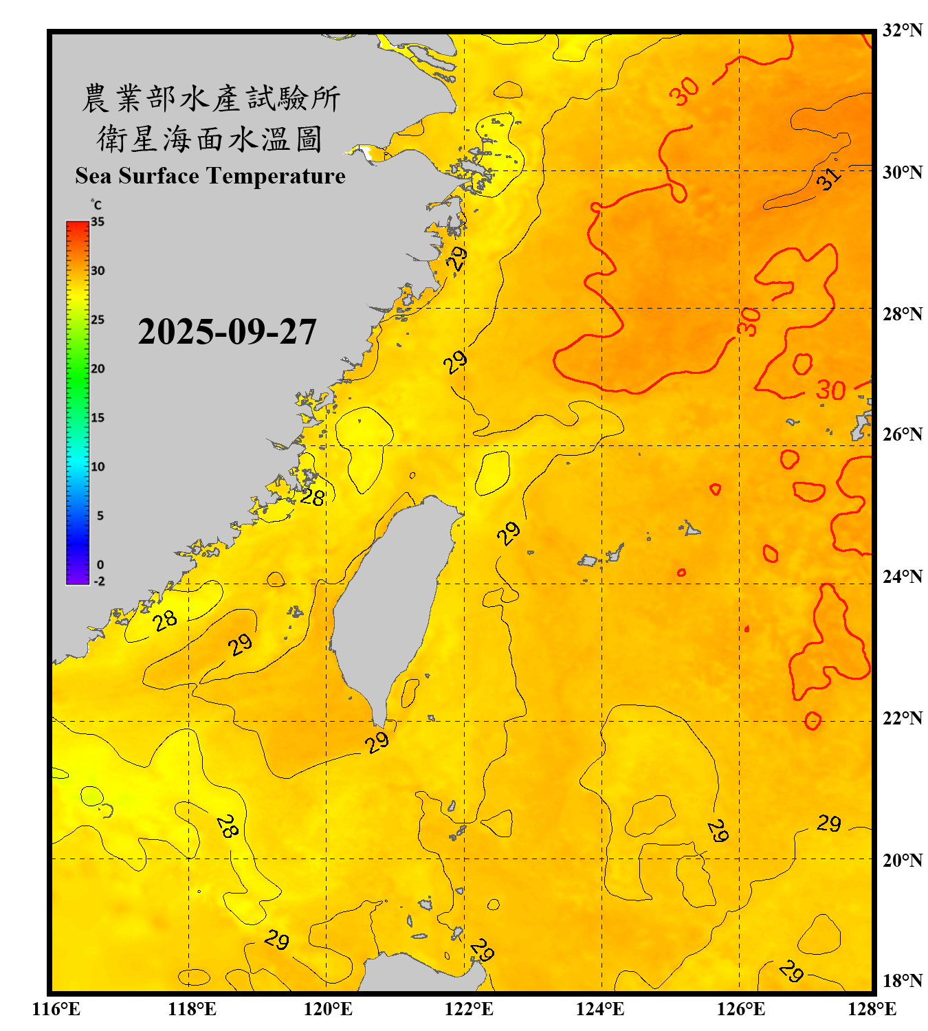 domain-taiwan_20250927090000-JPL-L4_GHRSST-SSTfnd-MUR-GLOB-v02.0-fv04.1.nc_contour