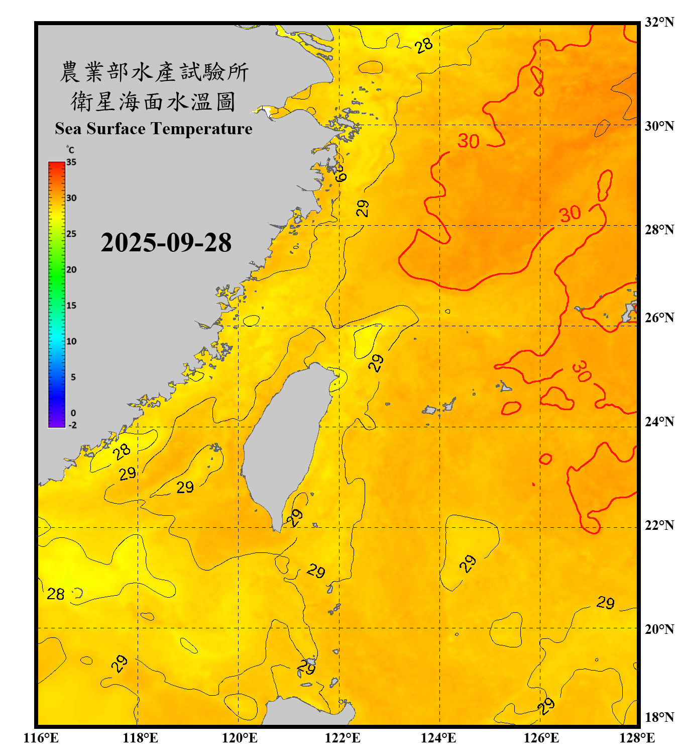 domain-taiwan_20250928090000-JPL-L4_GHRSST-SSTfnd-MUR-GLOB-v02.0-fv04.1.nc_contour