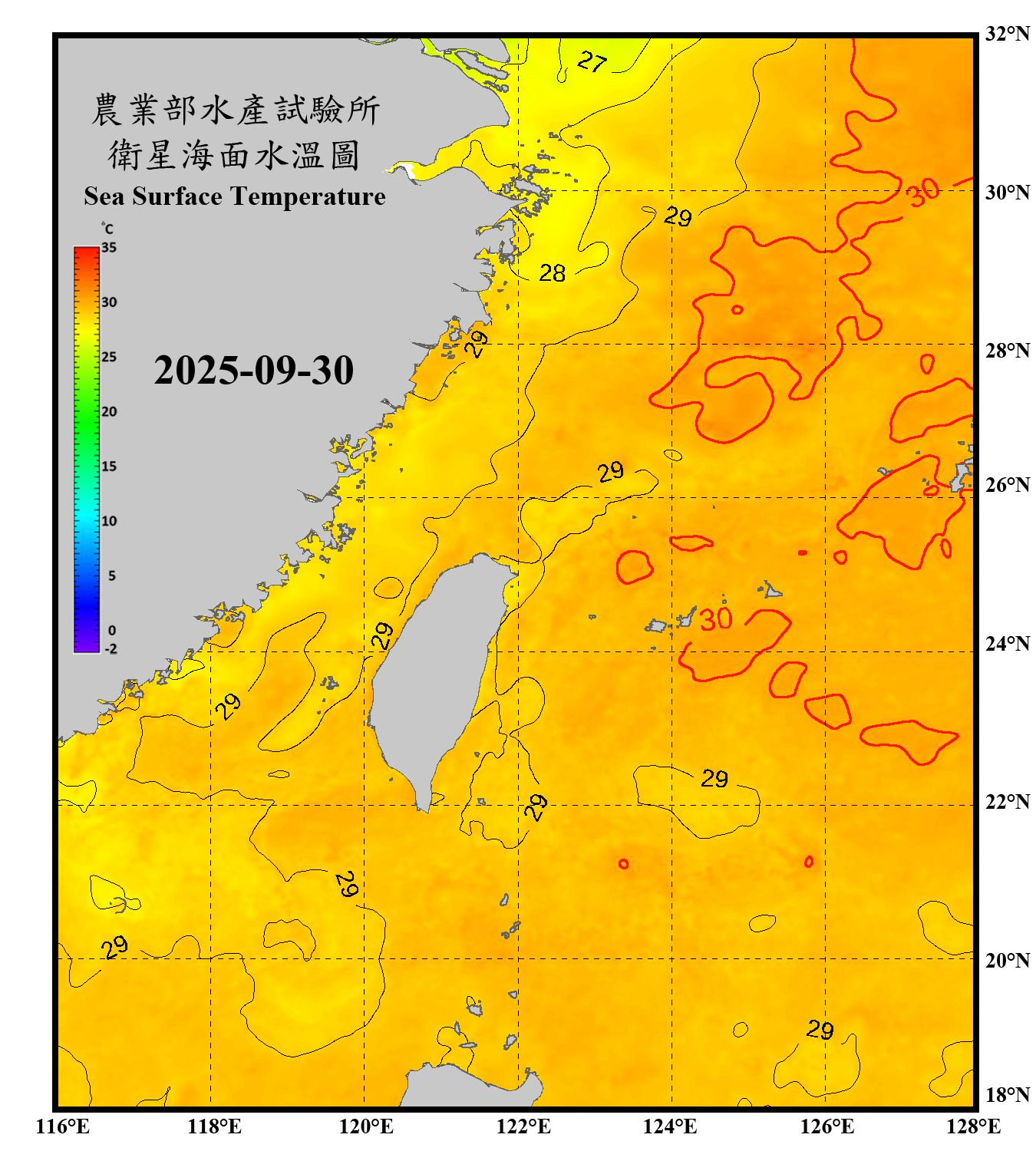 domain-taiwan_20250930090000-JPL-L4_GHRSST-SSTfnd-MUR-GLOB-v02.0-fv04.1.nc_contour