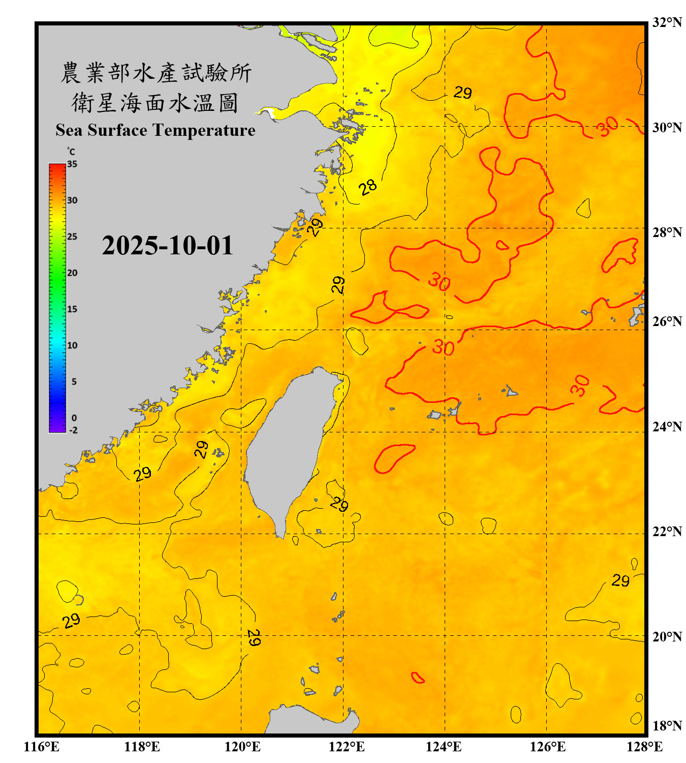 domain-taiwan_20251001090000-JPL-L4_GHRSST-SSTfnd-MUR-GLOB-v02.0-fv04.1.nc_contour