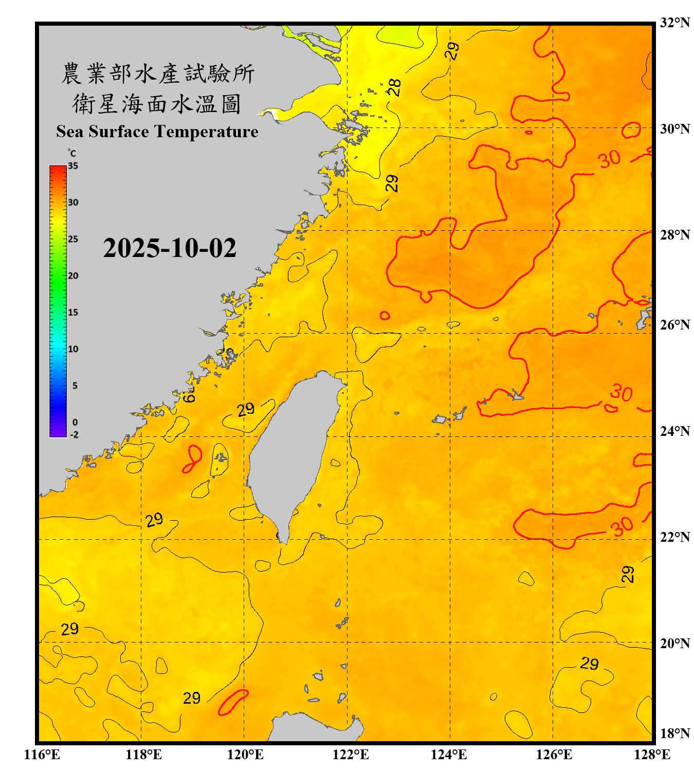 domain-taiwan_20251002090000-JPL-L4_GHRSST-SSTfnd-MUR-GLOB-v02.0-fv04.1.nc_contour