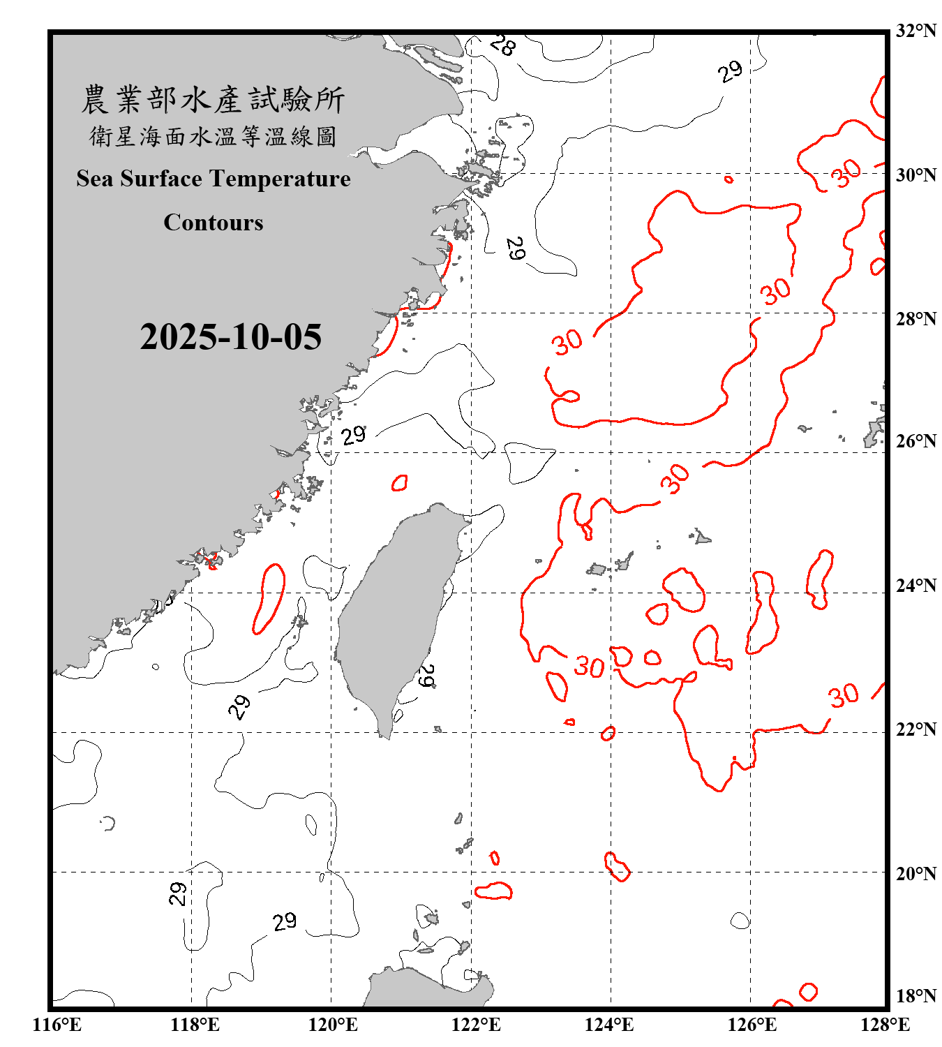 domain-taiwan_20251005090000-JPL-L4_GHRSST-SSTfnd-MUR-GLOB-v02.0-fv04.1.nc_contour_only