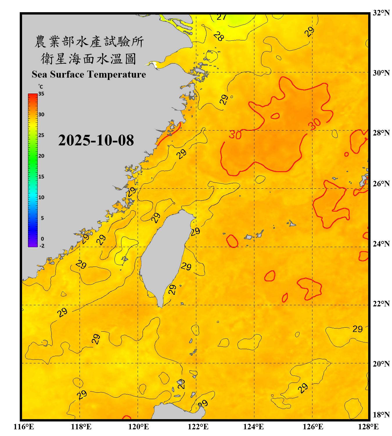 domain-taiwan_20251008090000-JPL-L4_GHRSST-SSTfnd-MUR-GLOB-v02.0-fv04.1.nc_contour