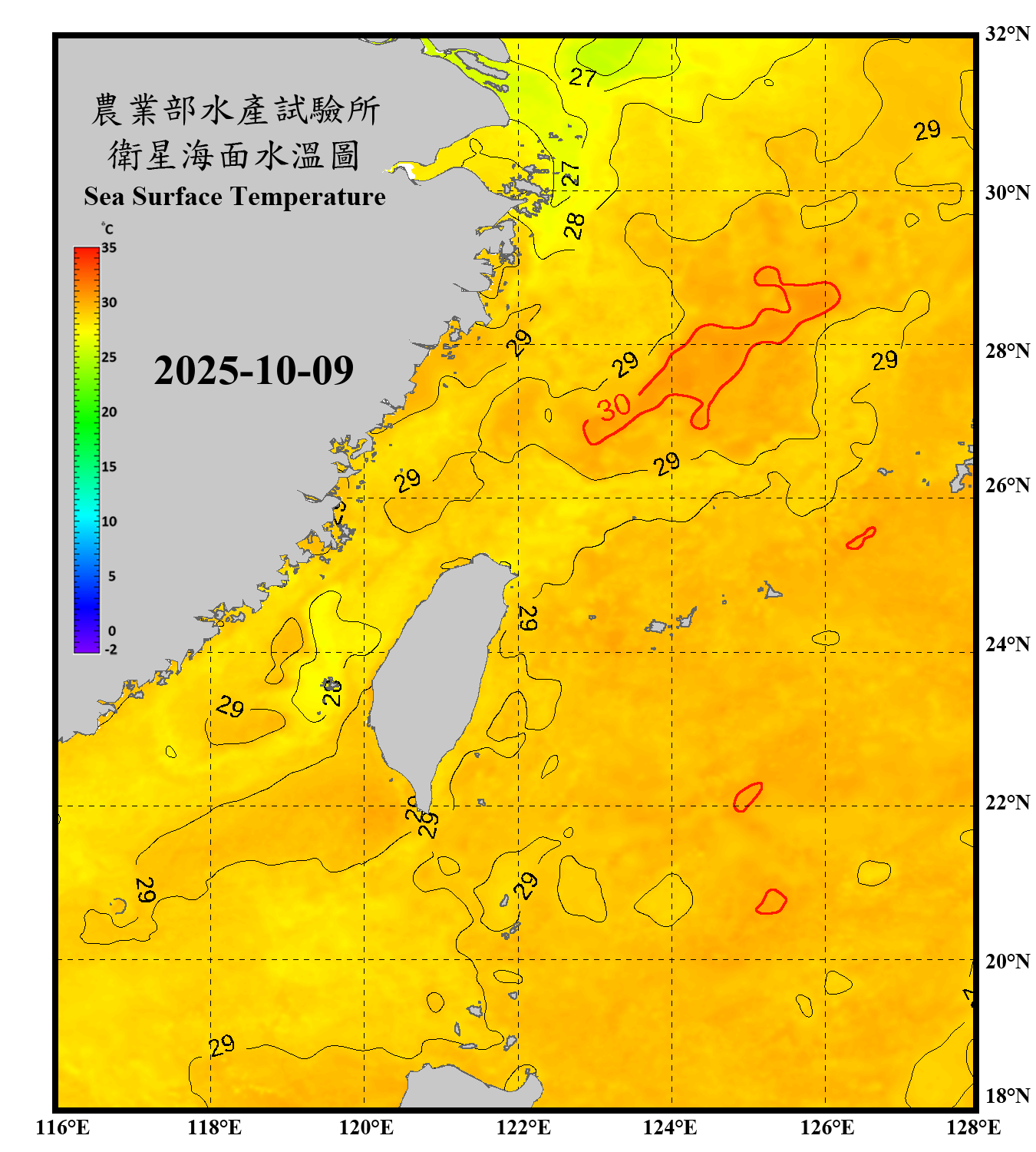 domain-taiwan_20251009090000-JPL-L4_GHRSST-SSTfnd-MUR-GLOB-v02.0-fv04.1.nc_contour