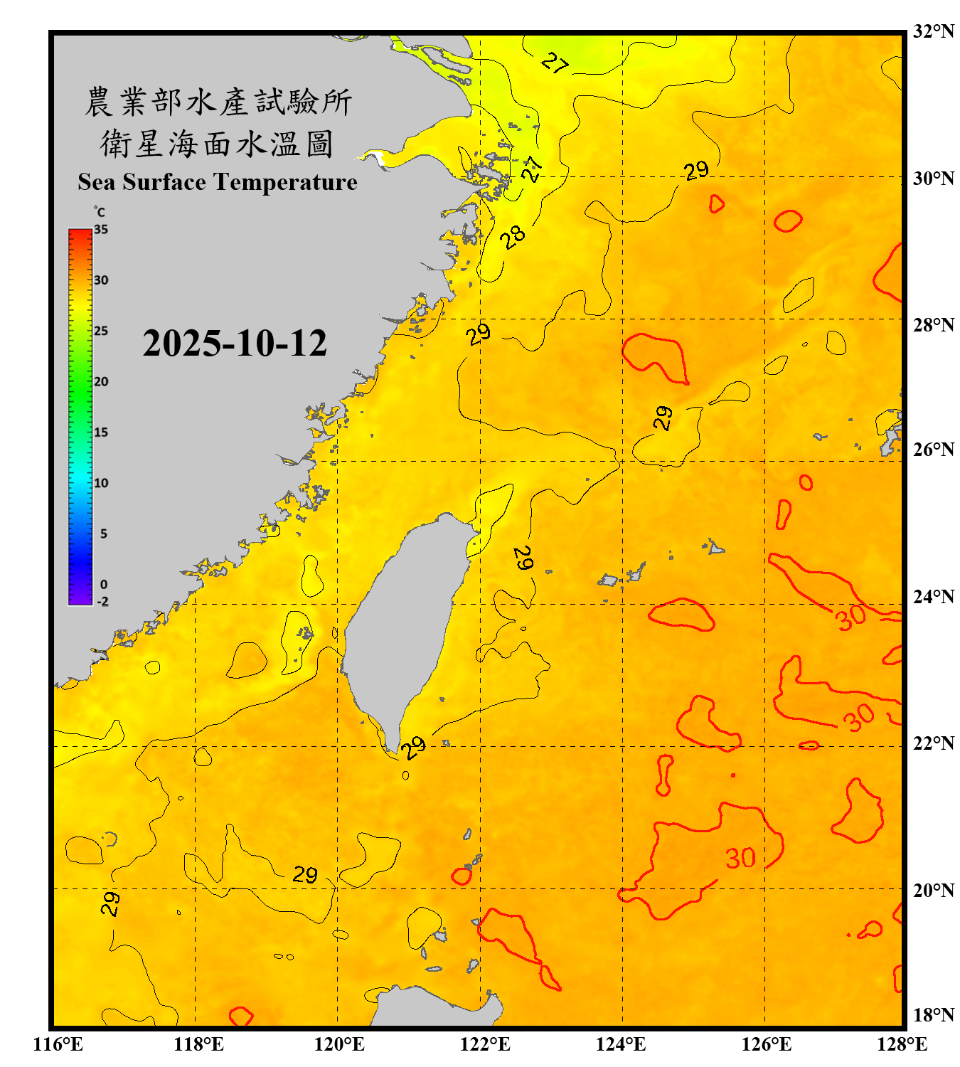 domain-taiwan_20251012090000-JPL-L4_GHRSST-SSTfnd-MUR-GLOB-v02.0-fv04.1.nc_contour
