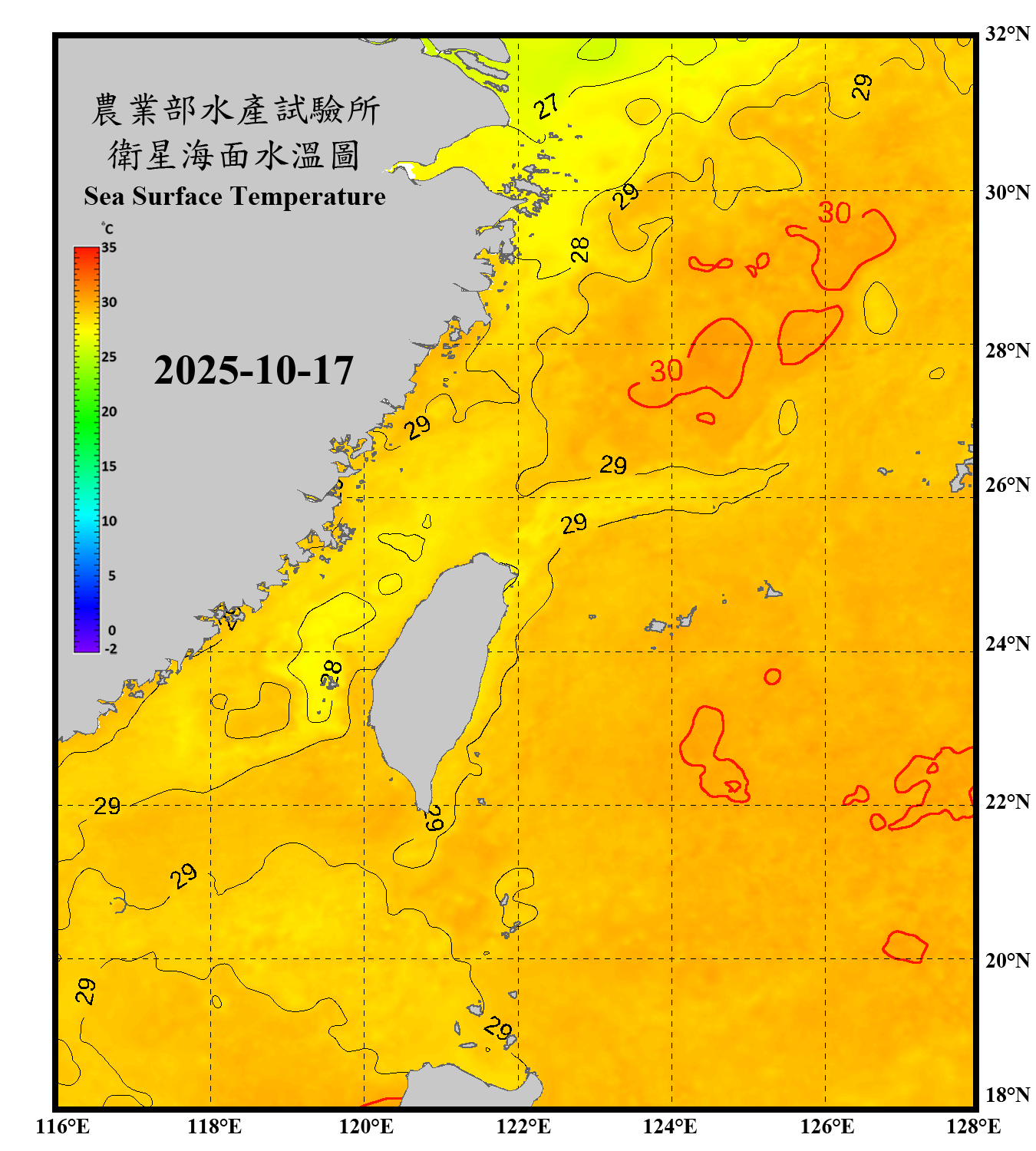 domain-taiwan_20251017090000-JPL-L4_GHRSST-SSTfnd-MUR-GLOB-v02.0-fv04.1.nc_contour